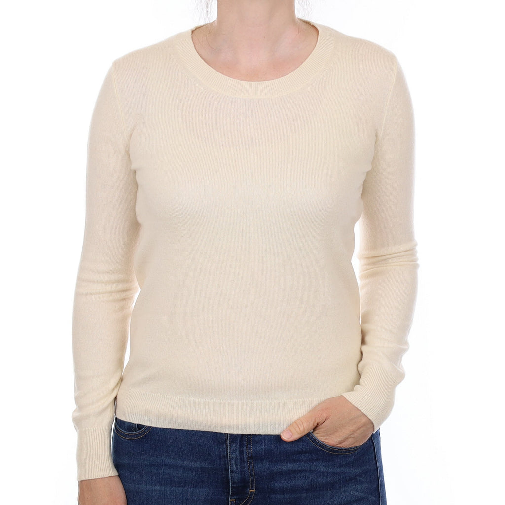 Warm White Cashmere Crew Neck Jumper Small