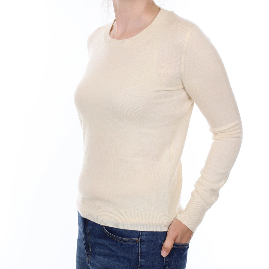 Warm White Cashmere Crew Neck Jumper Small
