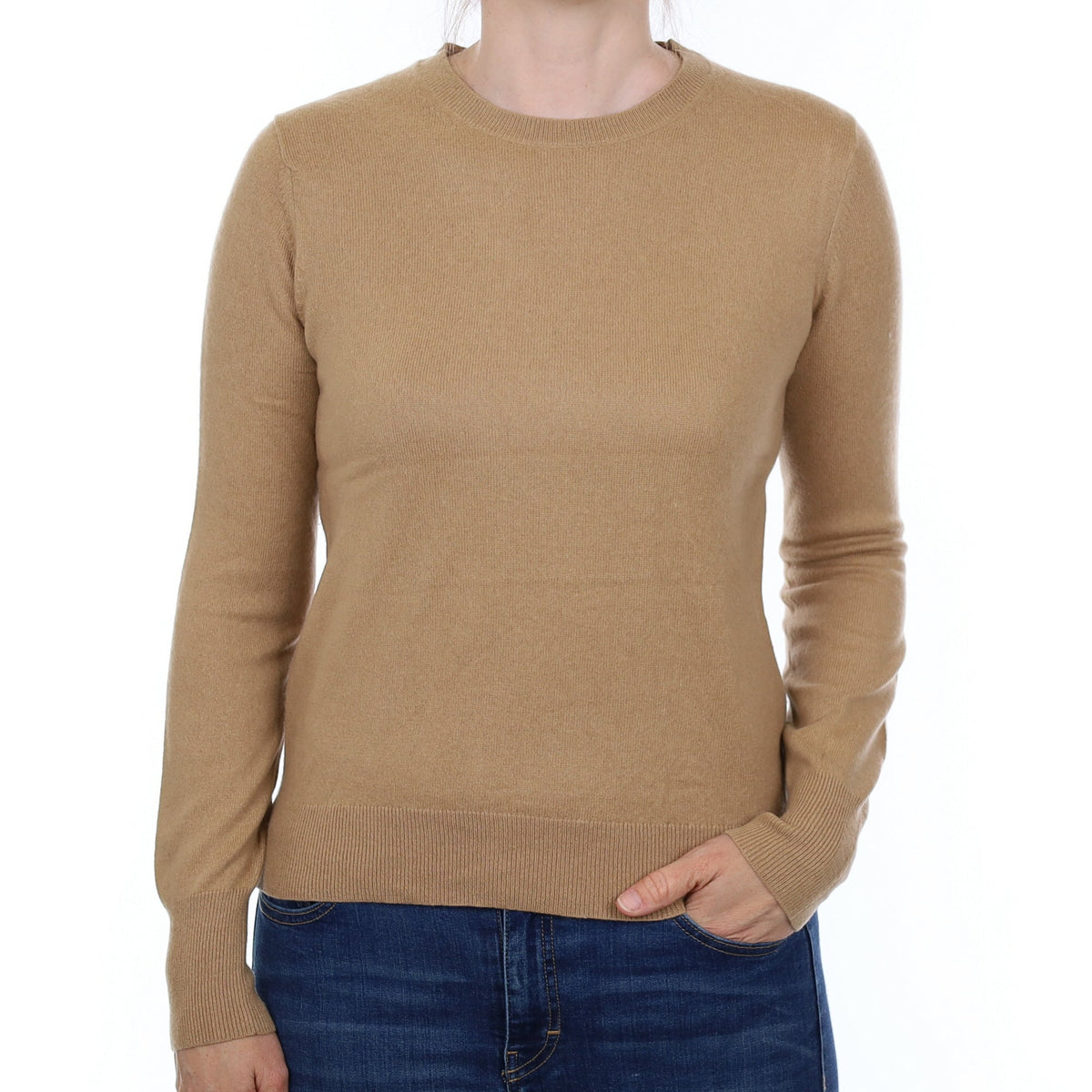 Caramel Brown Cashmere Crew Neck Jumper Small