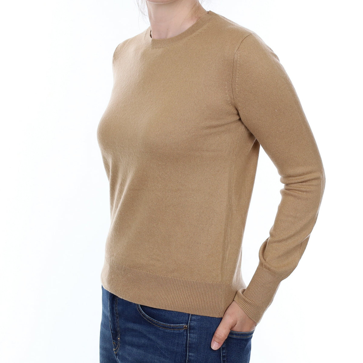 Caramel Brown Cashmere Crew Neck Jumper Small