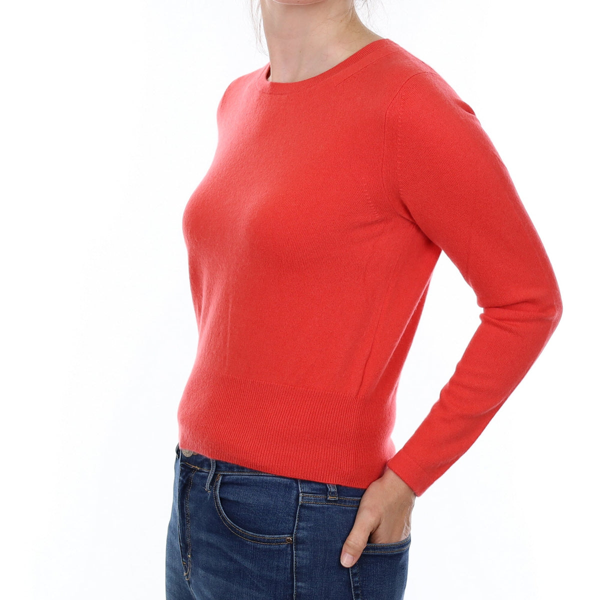 Watermelon Orange Cashmere Crew Neck Jumper Small