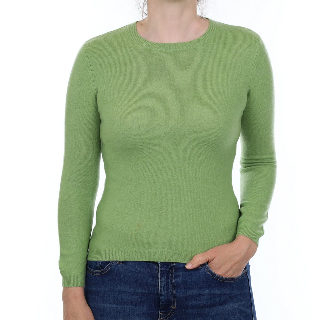 Apple Green Cashmere Crew Neck Jumper Small