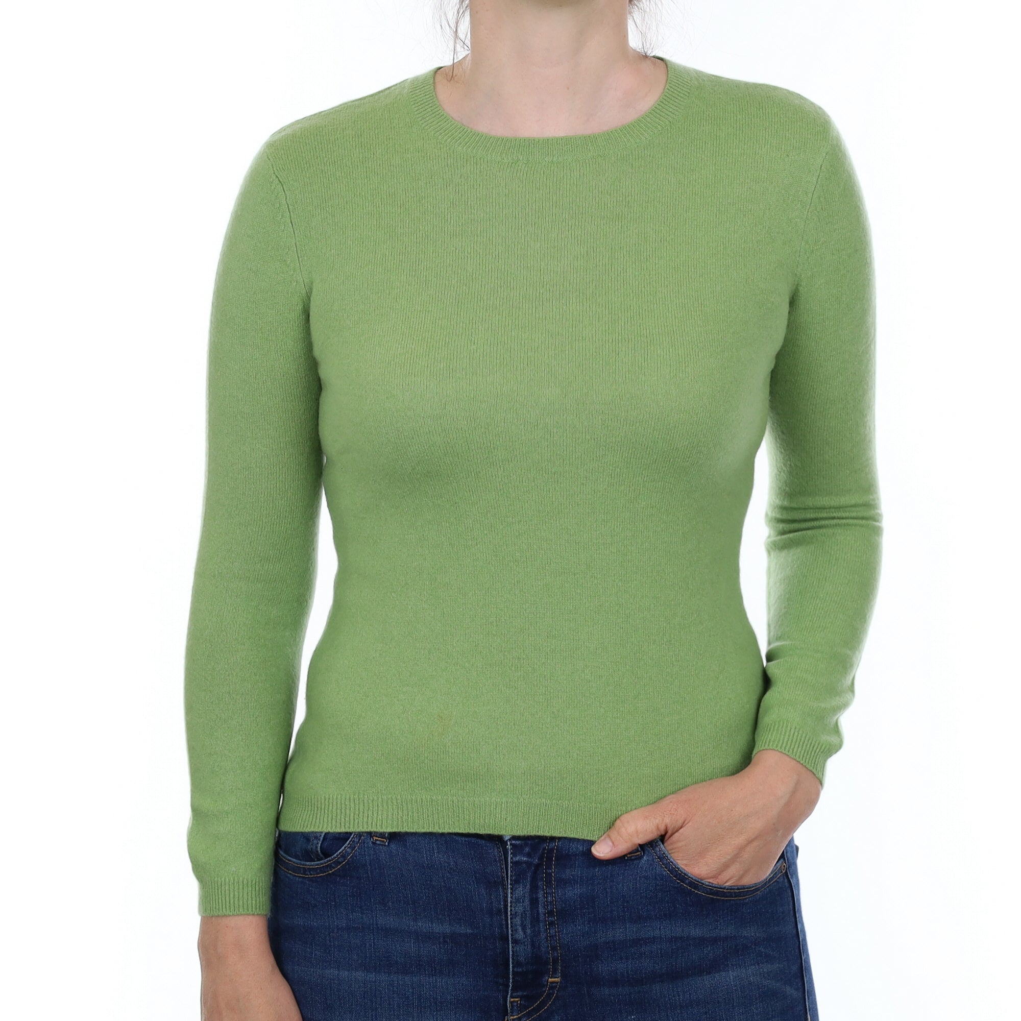 Apple Green Cashmere Crew Neck Jumper Small