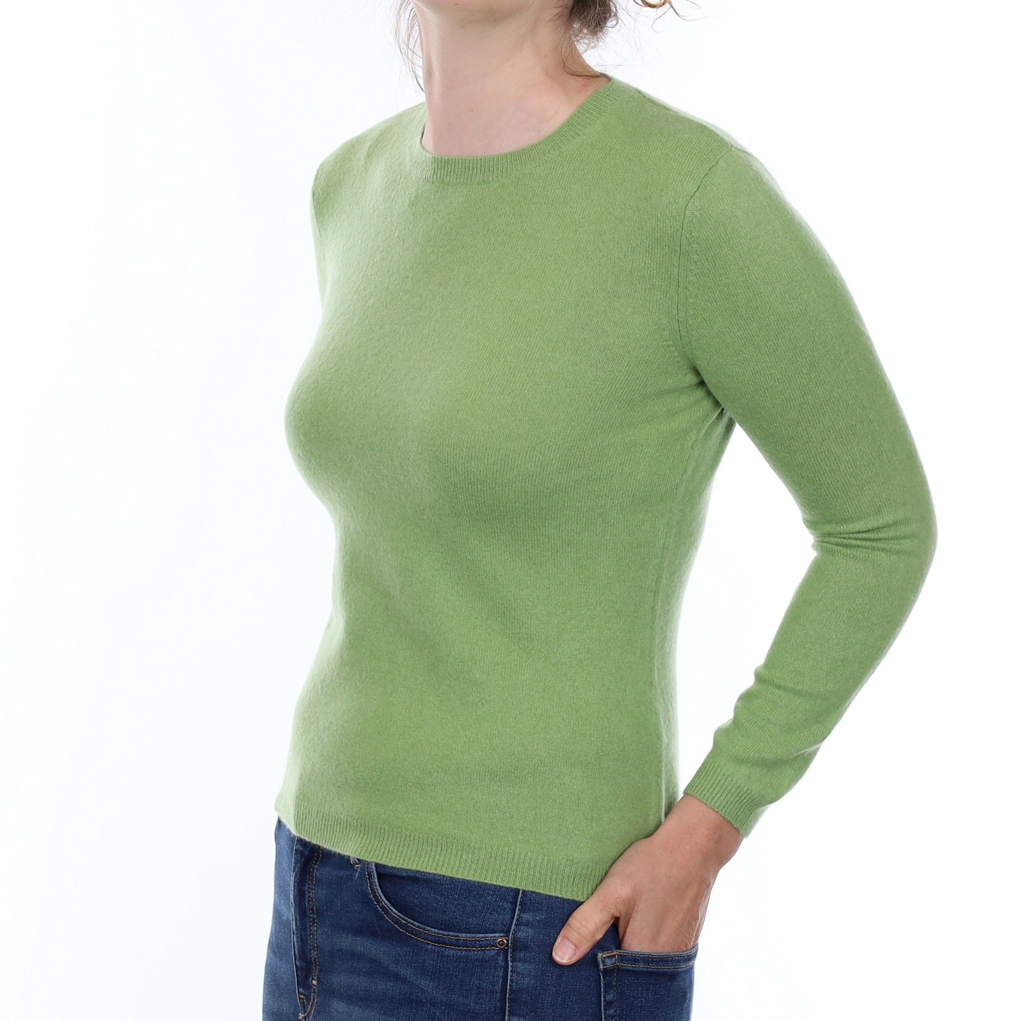 Apple Green Cashmere Crew Neck Jumper Small