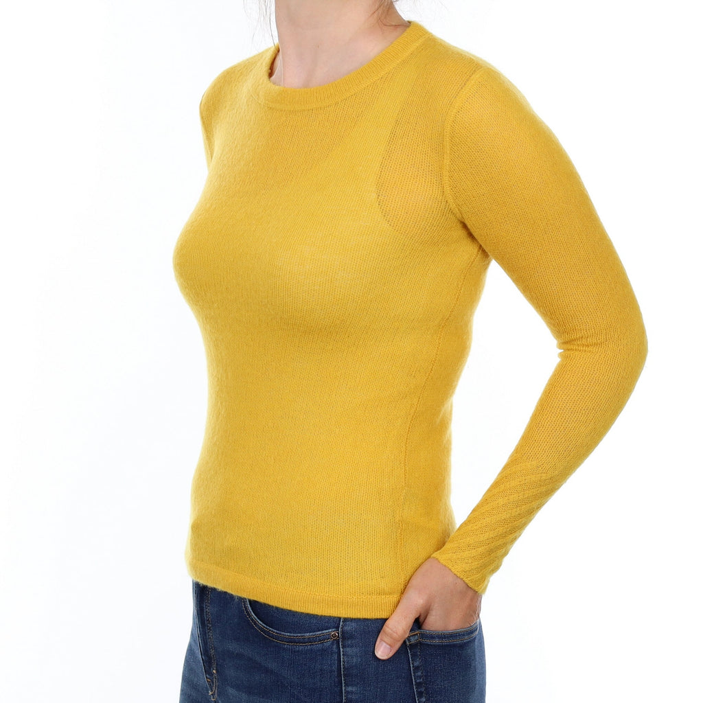 Jigsaw Marigold Yellow Lightweight Cashmere Crew Neck Jumper Small