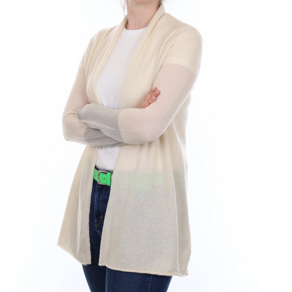Ivory Sparkly Cuff Cashmere Edge to a Edge Cardigan Small