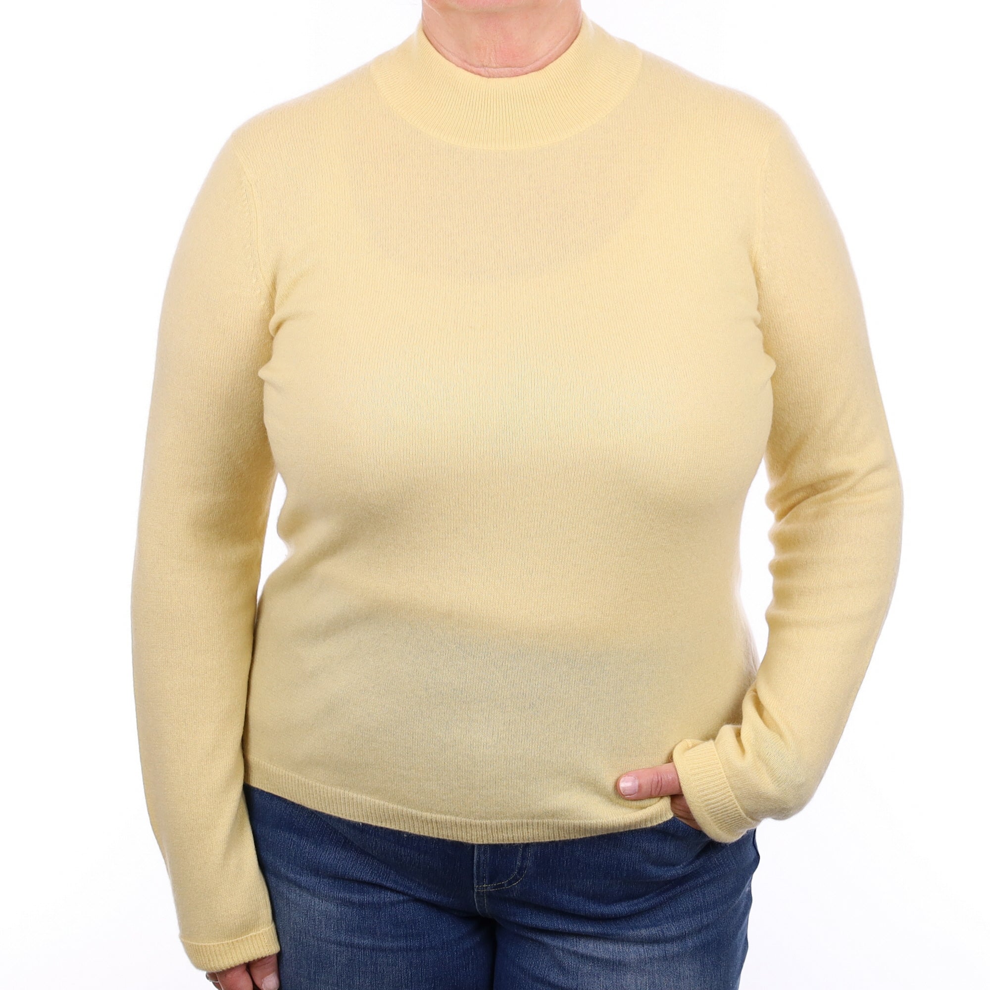 Buttermilk Yellow Cashmere Turtleneck Jumper Extra Large