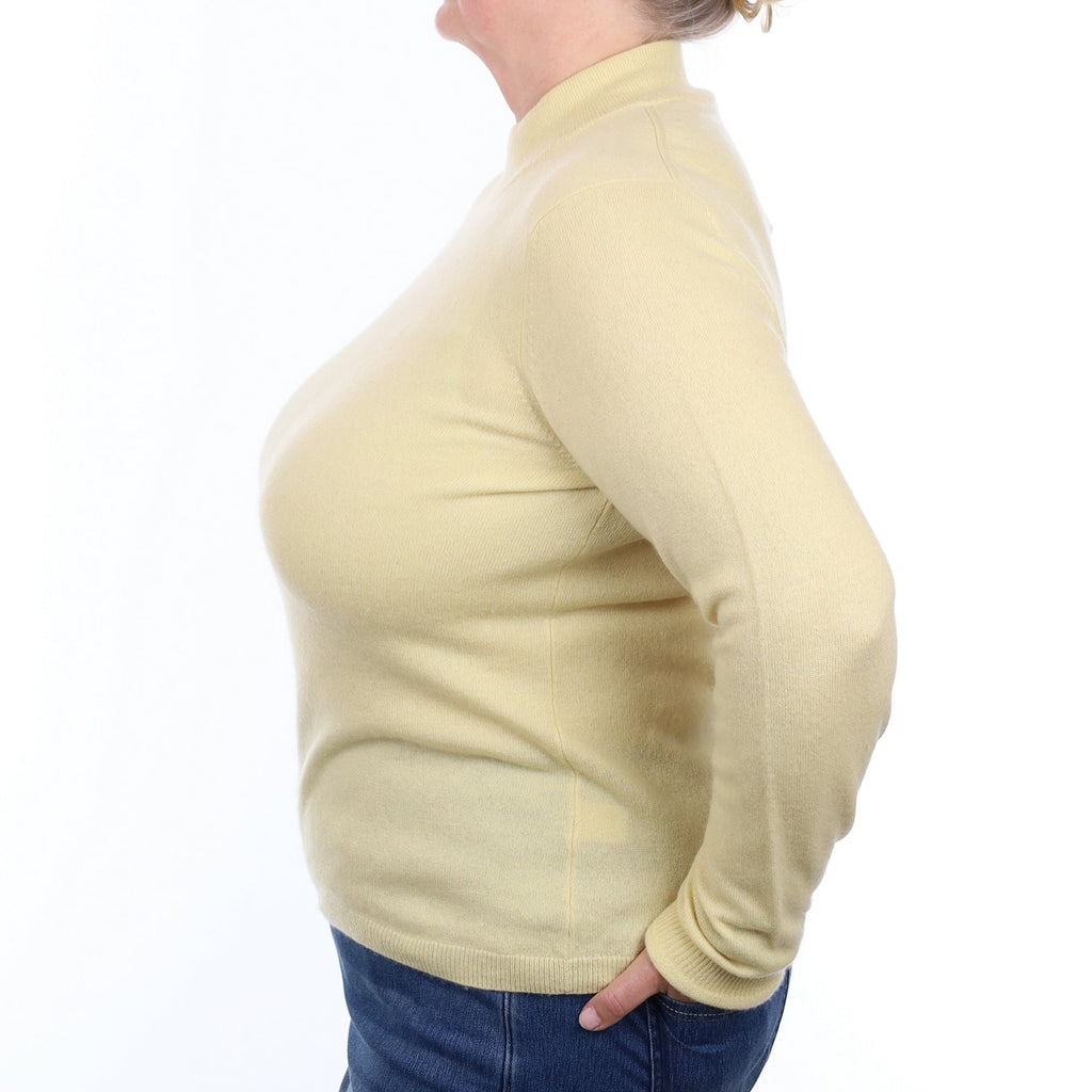 Buttermilk Yellow Cashmere Turtleneck Jumper Extra Large