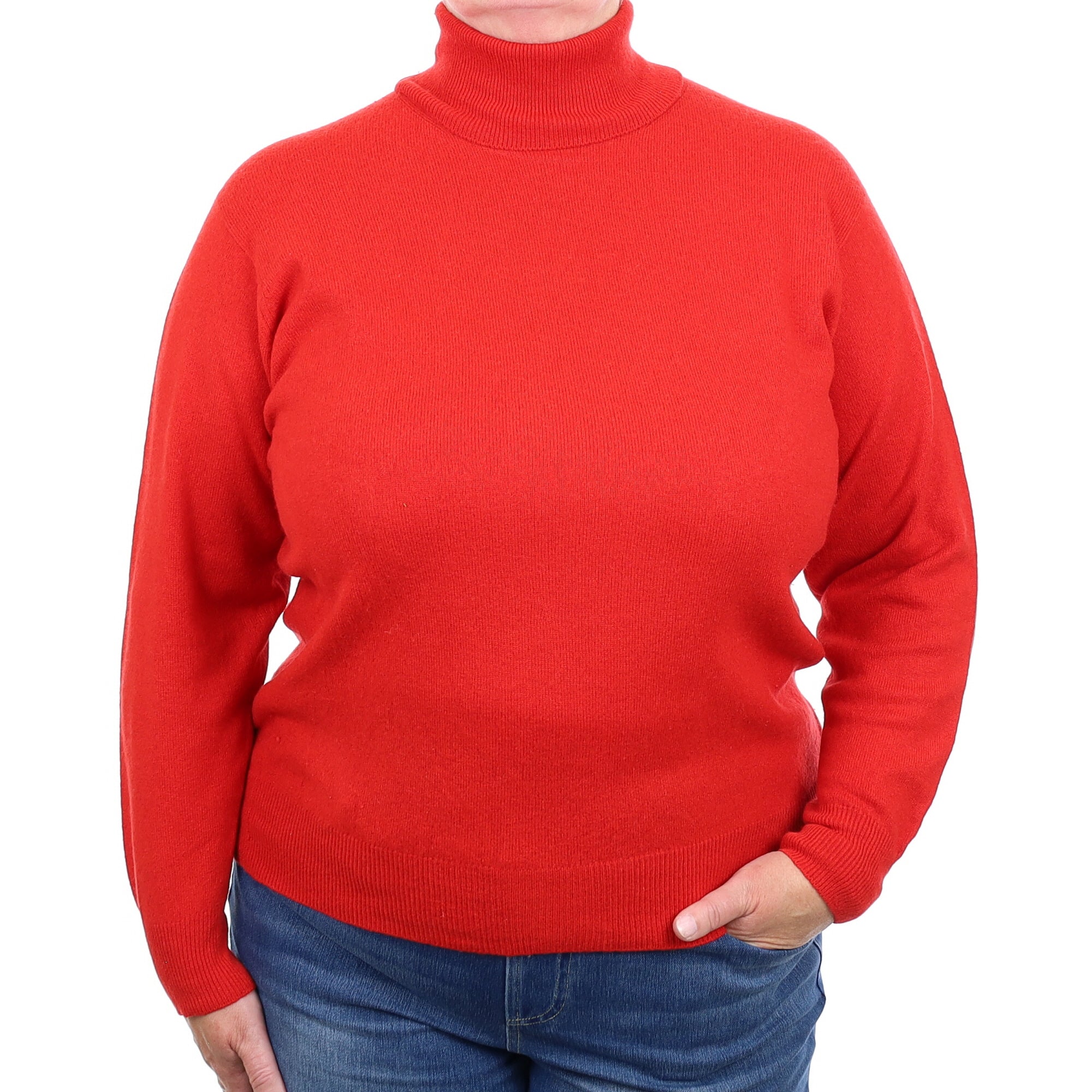 Tomato Red Cashmere Polo Neck Jumper Extra Large