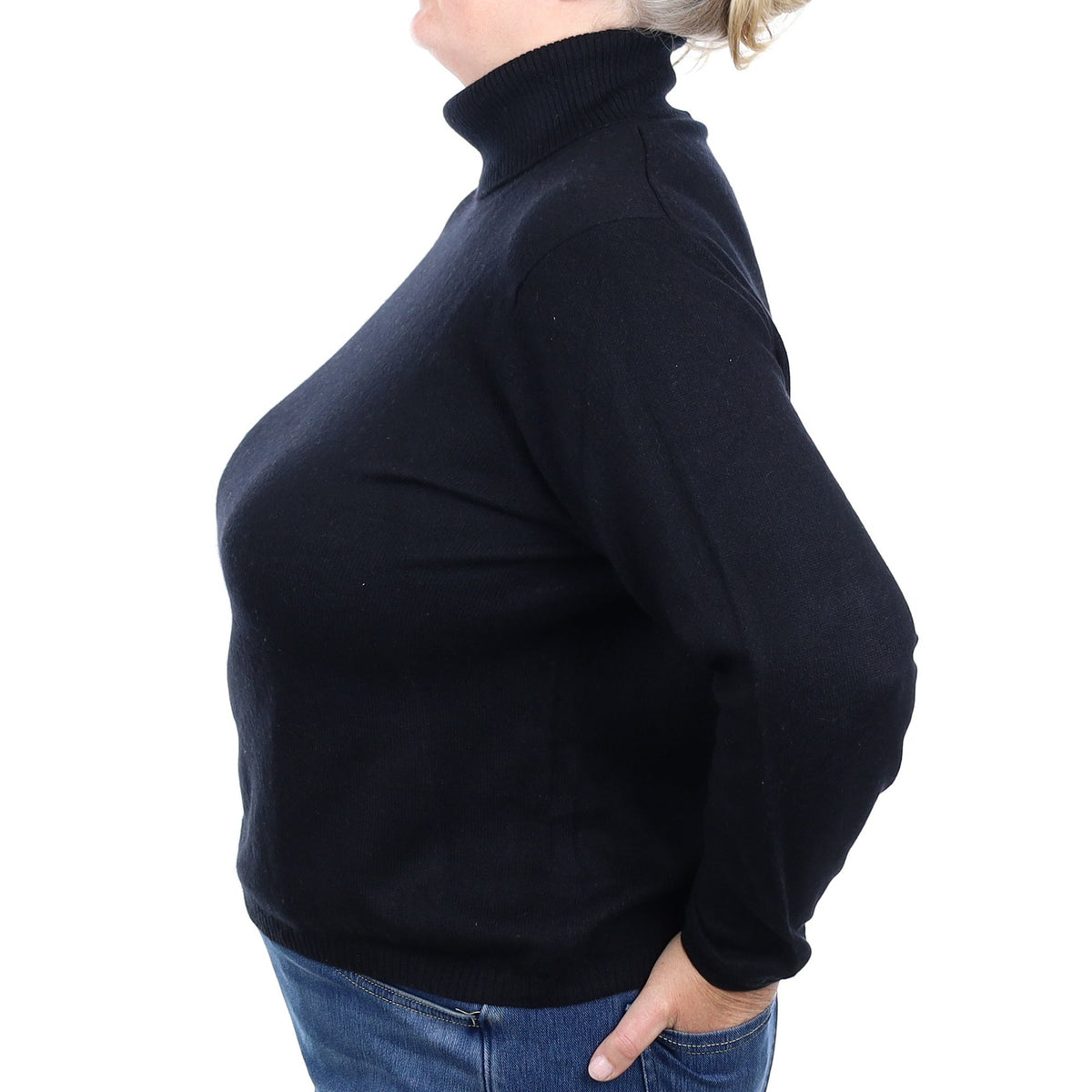 Black Cashmere Polo Neck Jumper Extra Large