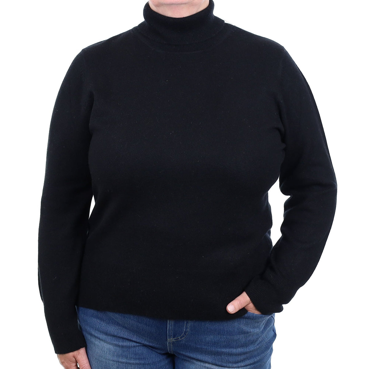 Black Cashmere Polo Neck Jumper Extra Large