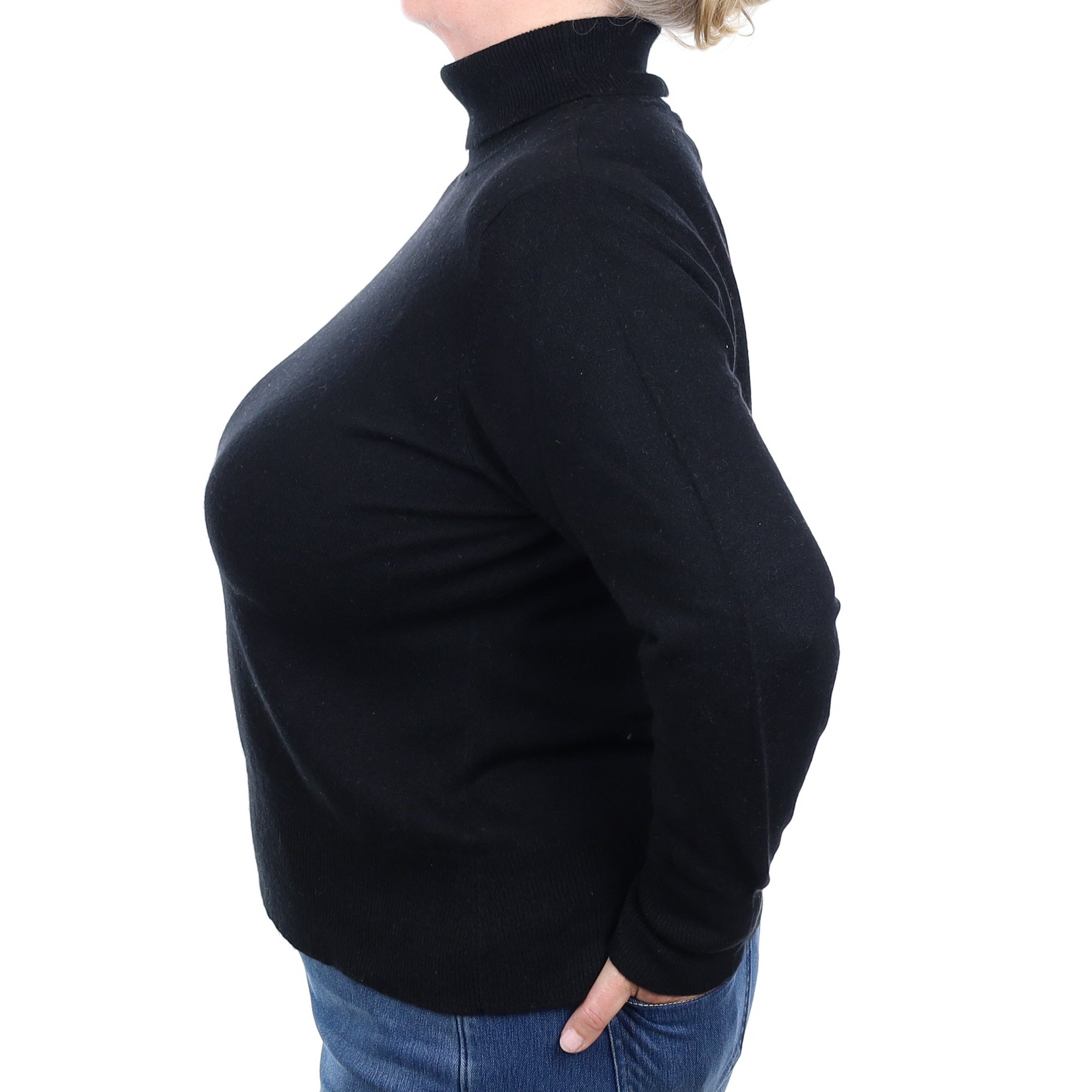 Black Cashmere Polo Neck Jumper Extra Large