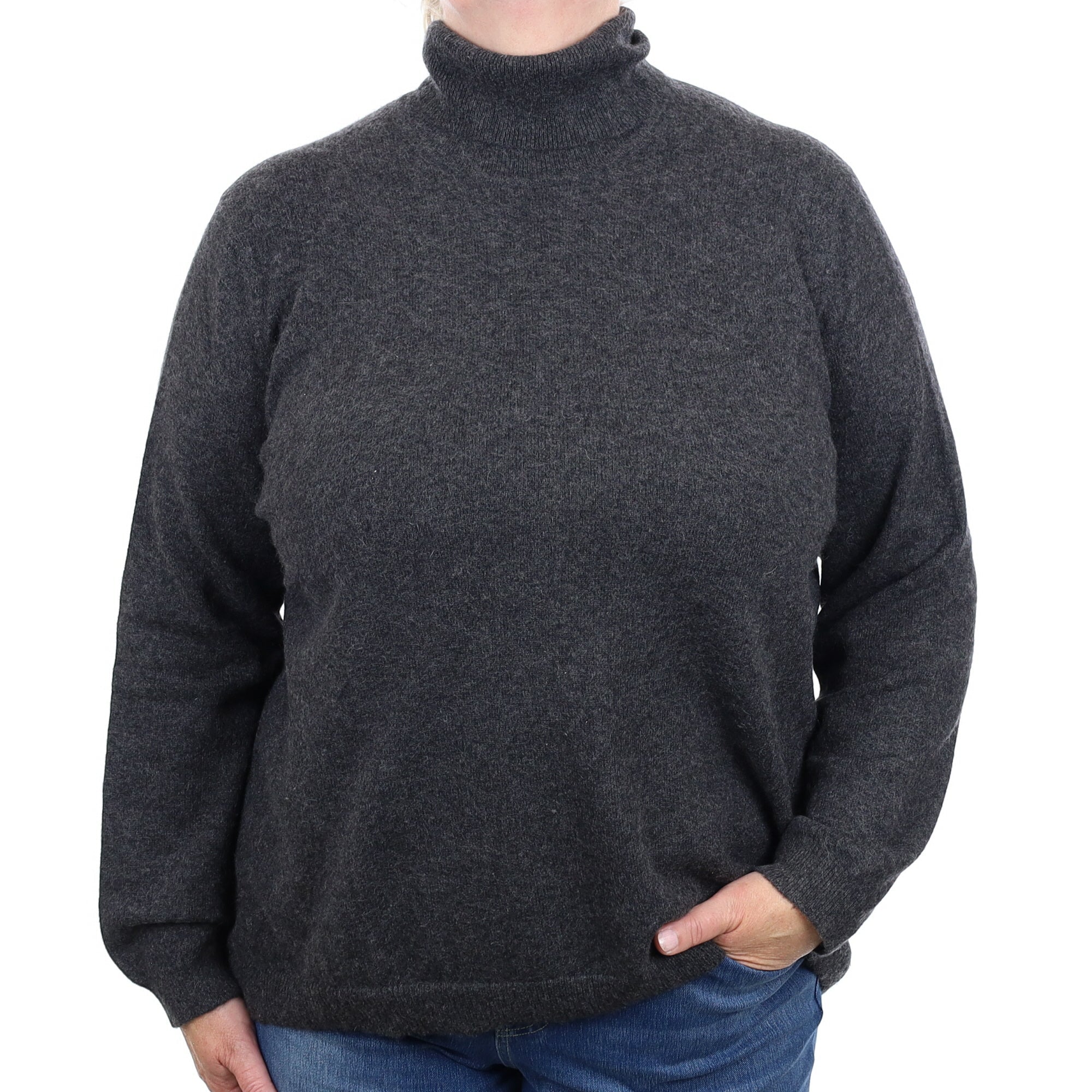 Charcoal Grey Cashmere Polo Neck Jumper Extra Extra Large