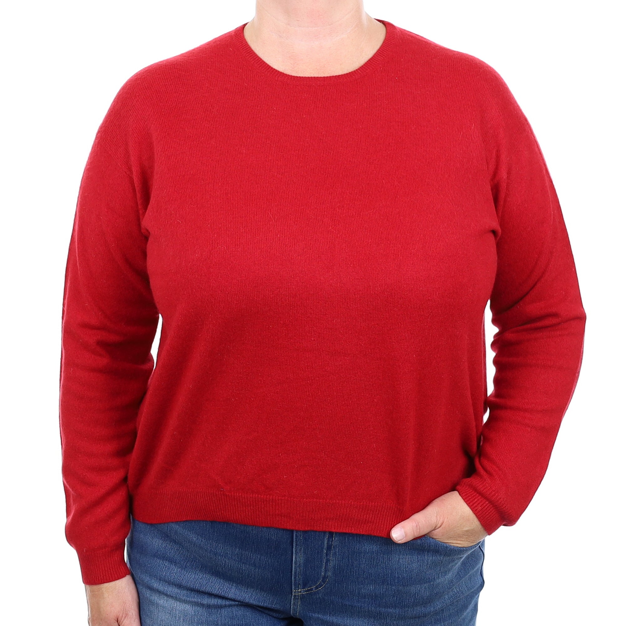 Crimson Red Cashmere Crew Neck Jumper Extra Extra Large