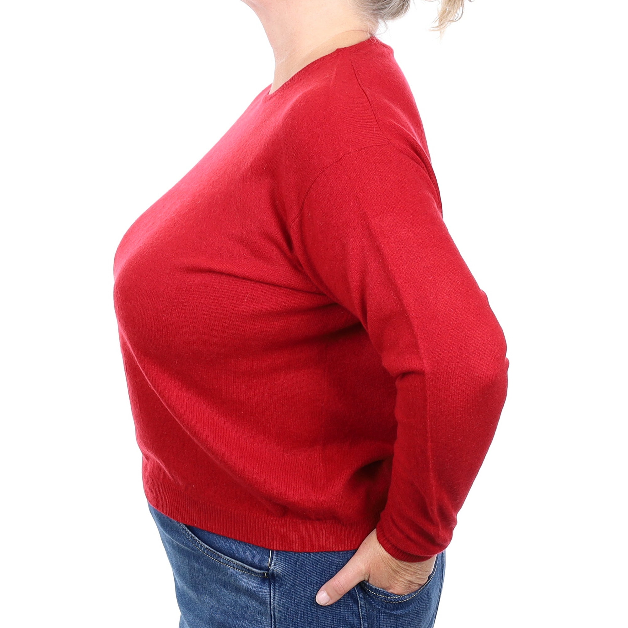 Crimson Red Cashmere Crew Neck Jumper Extra Extra Large