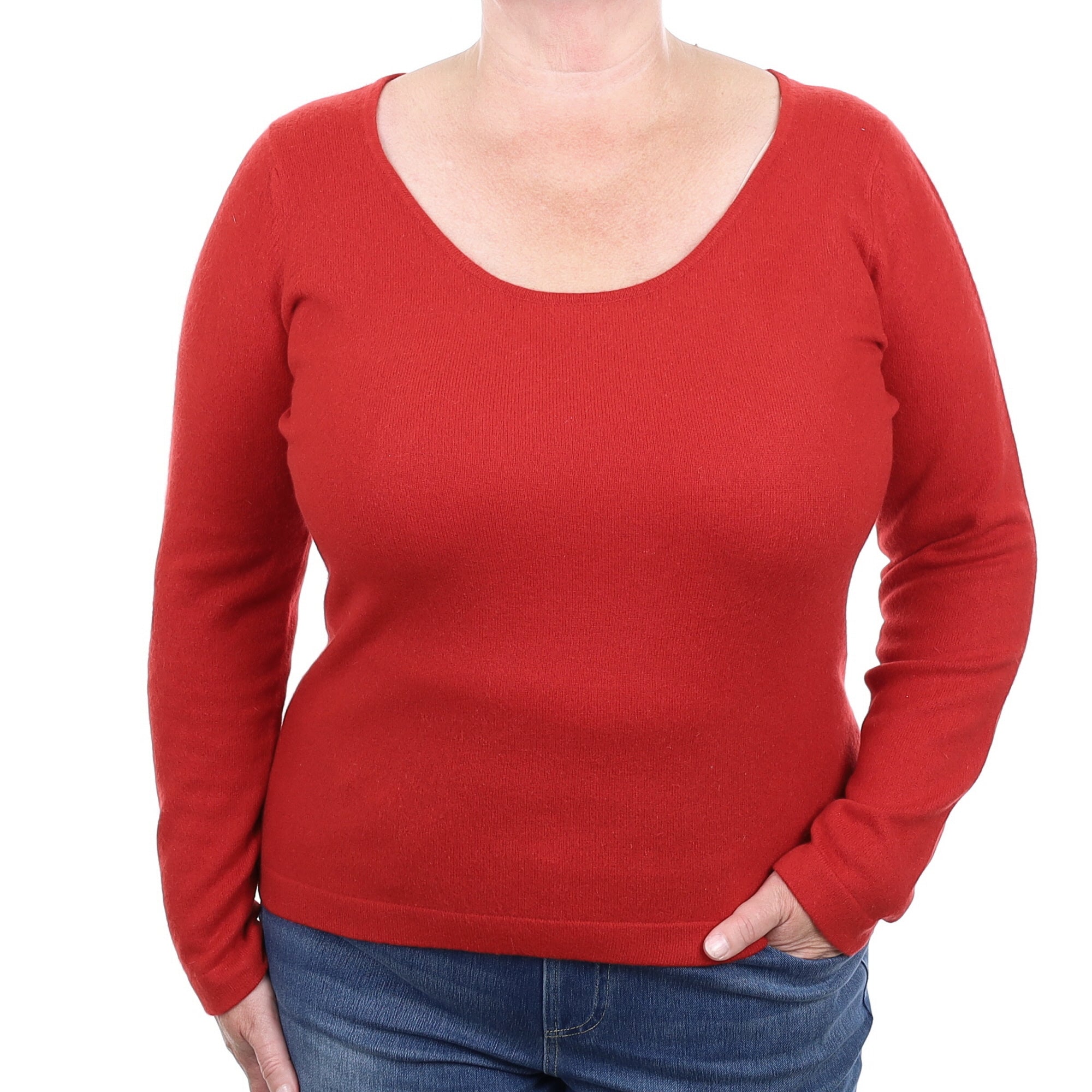 Spanish Red Cashmere Scoop Neck Jumper Extra Large
