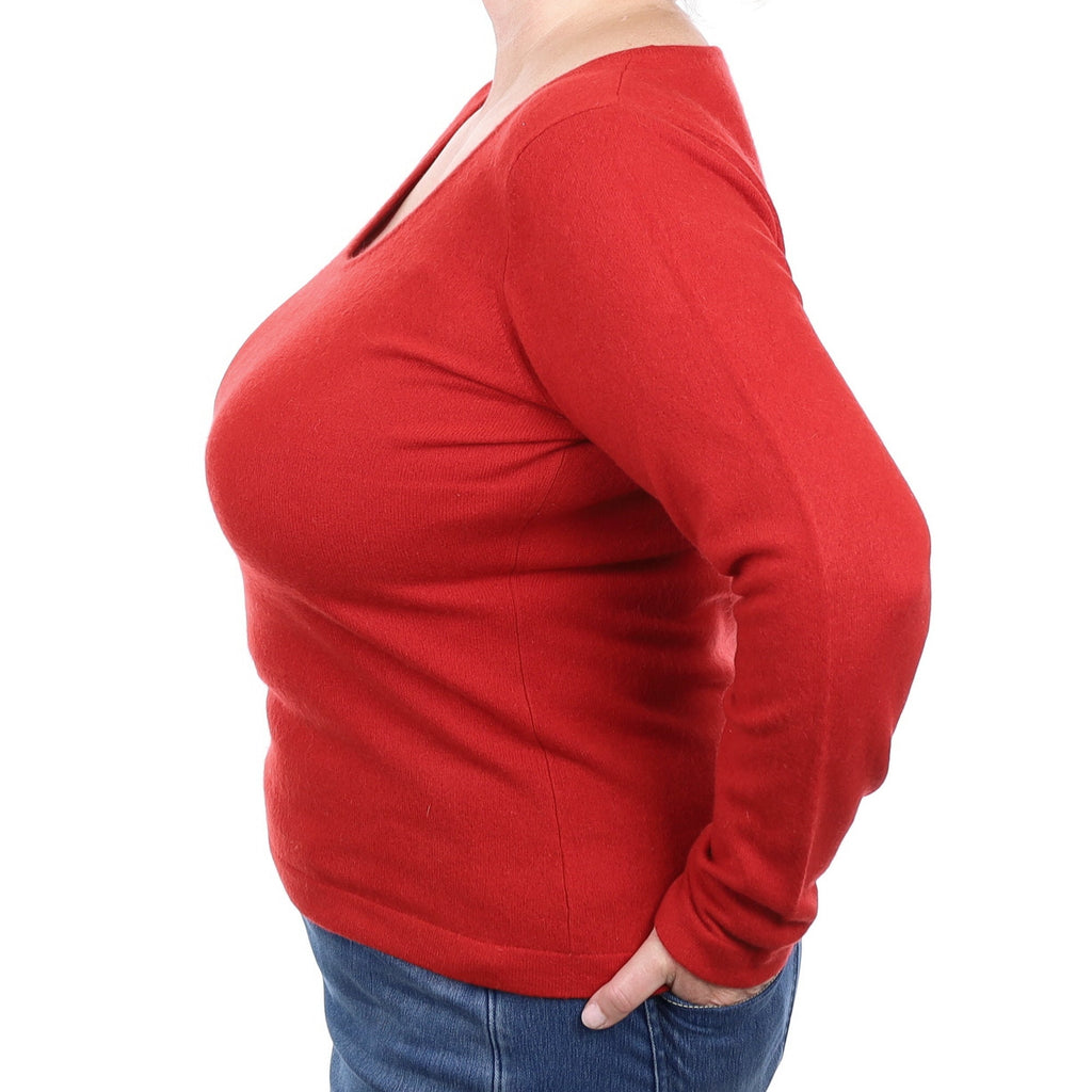 Spanish Red Cashmere Scoop Neck Jumper Extra Large