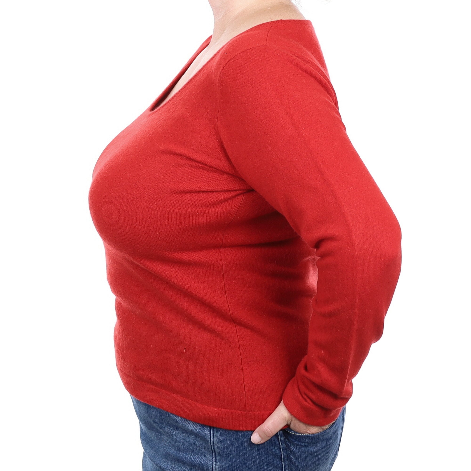 Spanish Red Cashmere Scoop Neck Jumper Extra Large