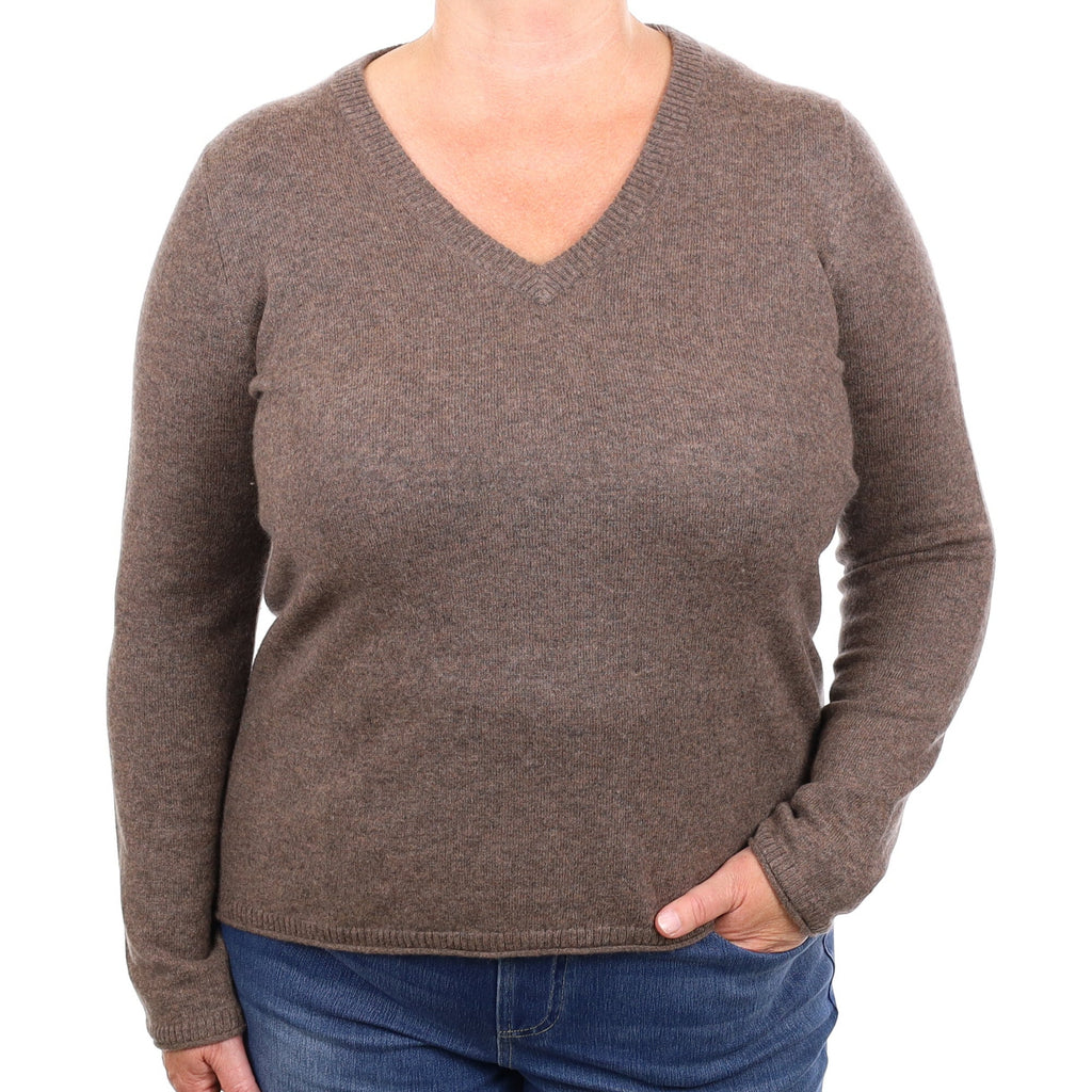 Donkey Brown Cashmere V Neck Jumper Extra Large