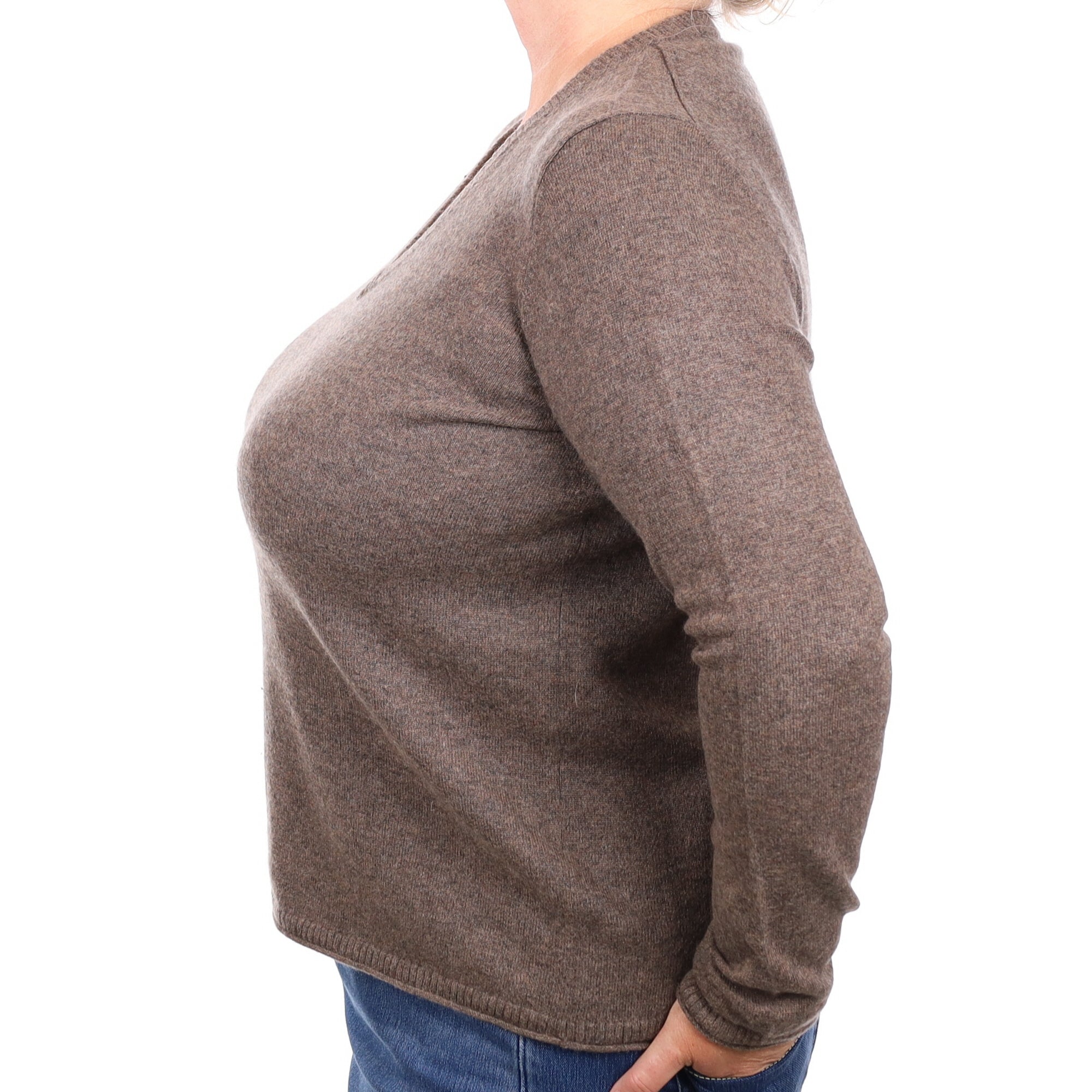 Donkey Brown Cashmere V Neck Jumper Extra Large