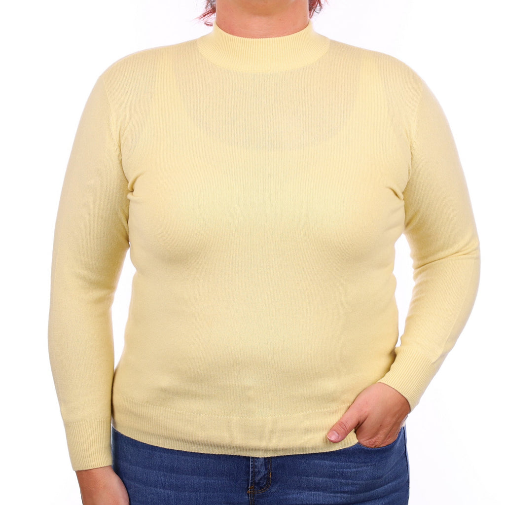 Primrose Yellow Cashmere Turtleneck Jumper Large