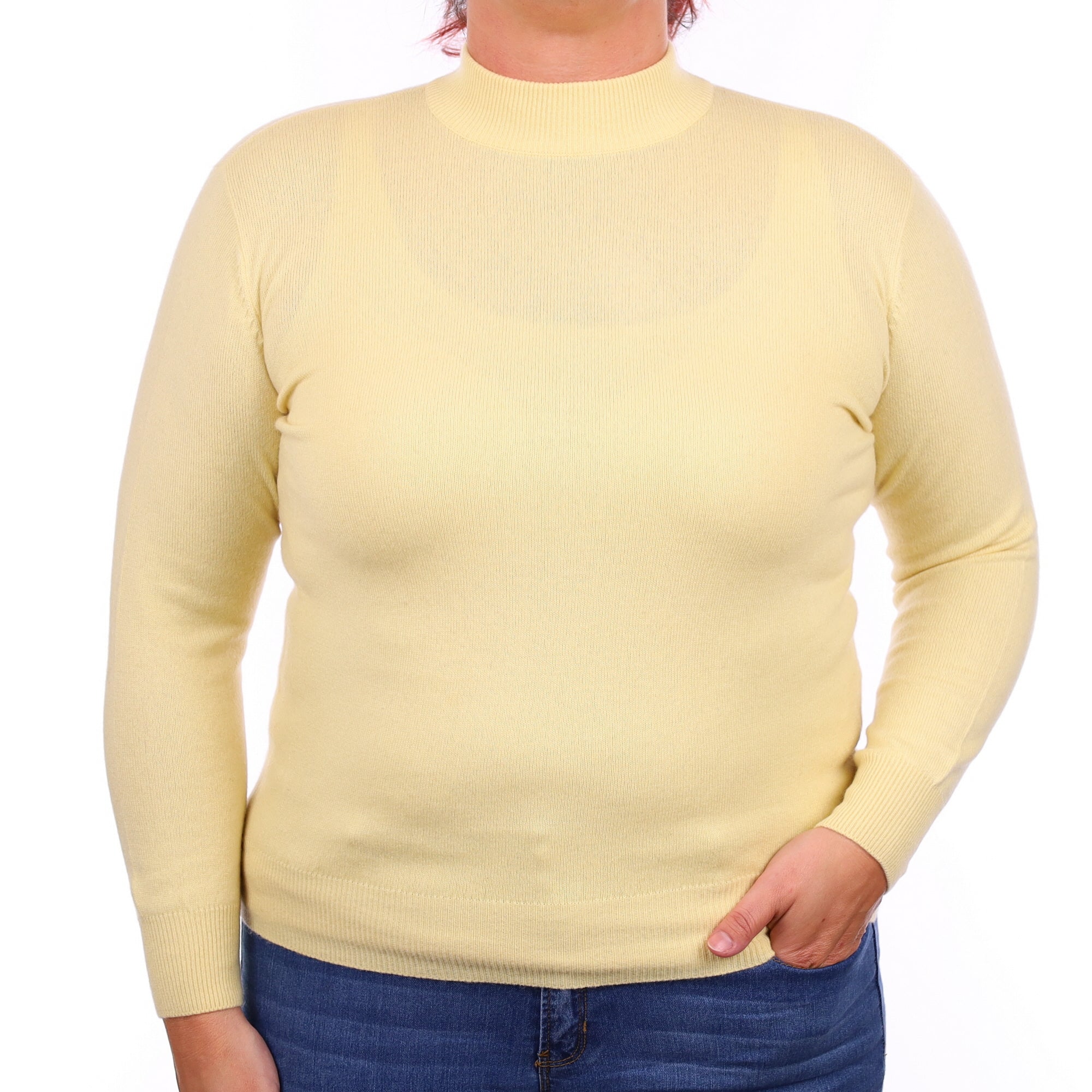 Primrose Yellow Cashmere Turtleneck Jumper Large