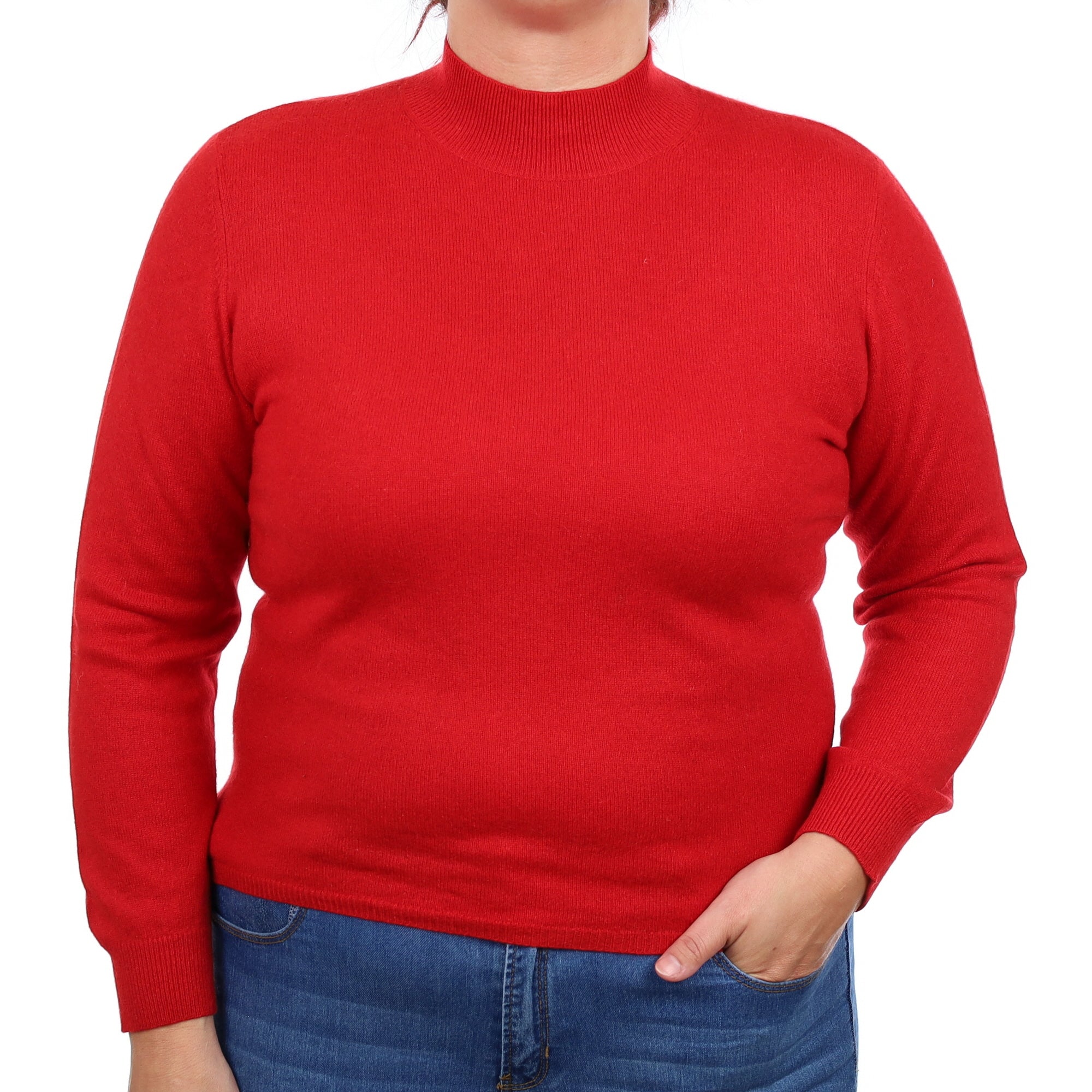 Scarlet Red Cashmere Turtleneck Jumper Large