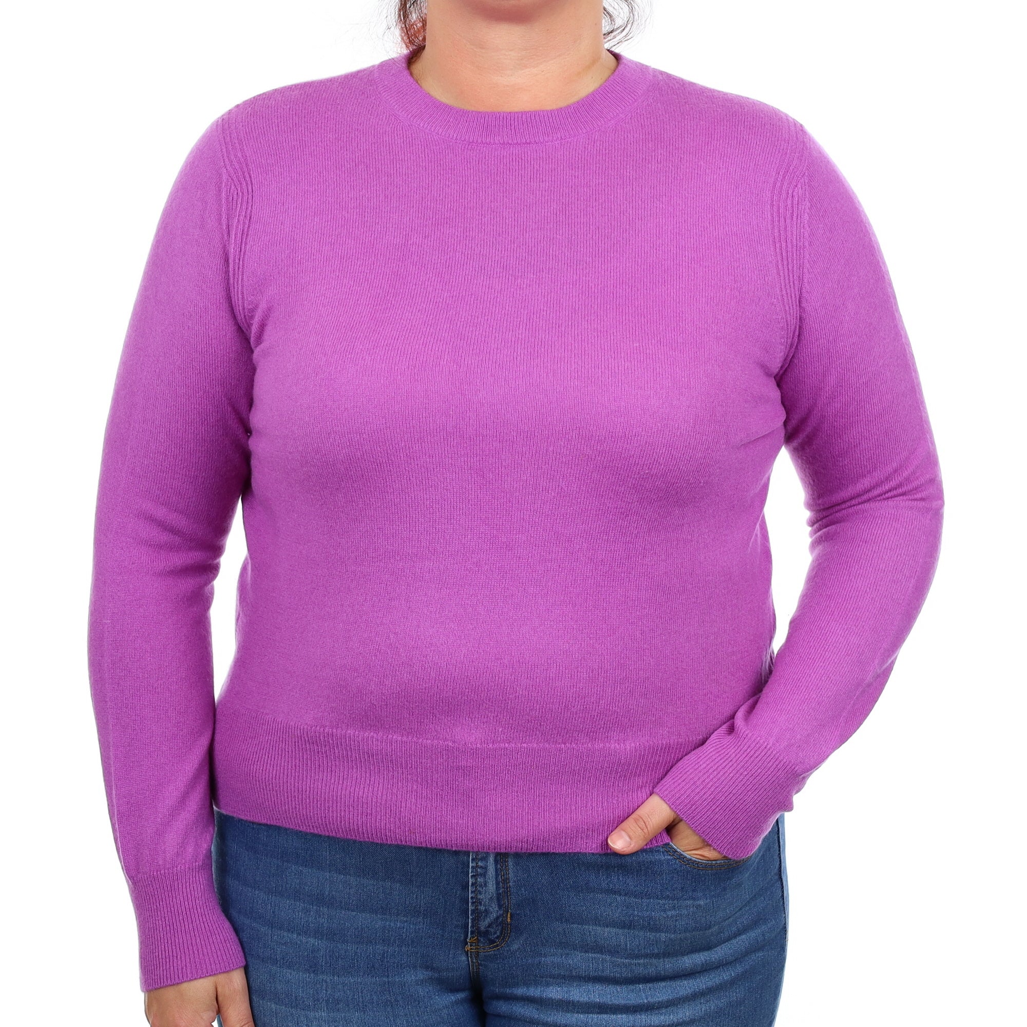 Violet Purple Cashmere Crew Neck Jumper Large