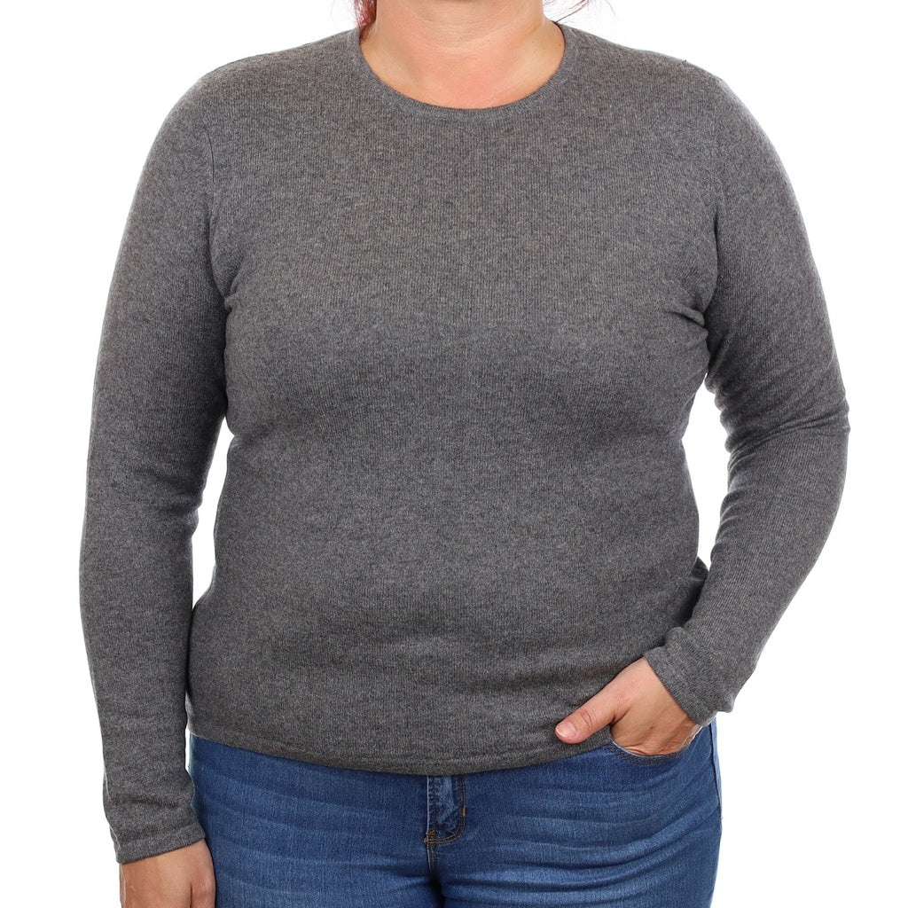 Slate Grey Cashmere Crew Neck Jumper Large
