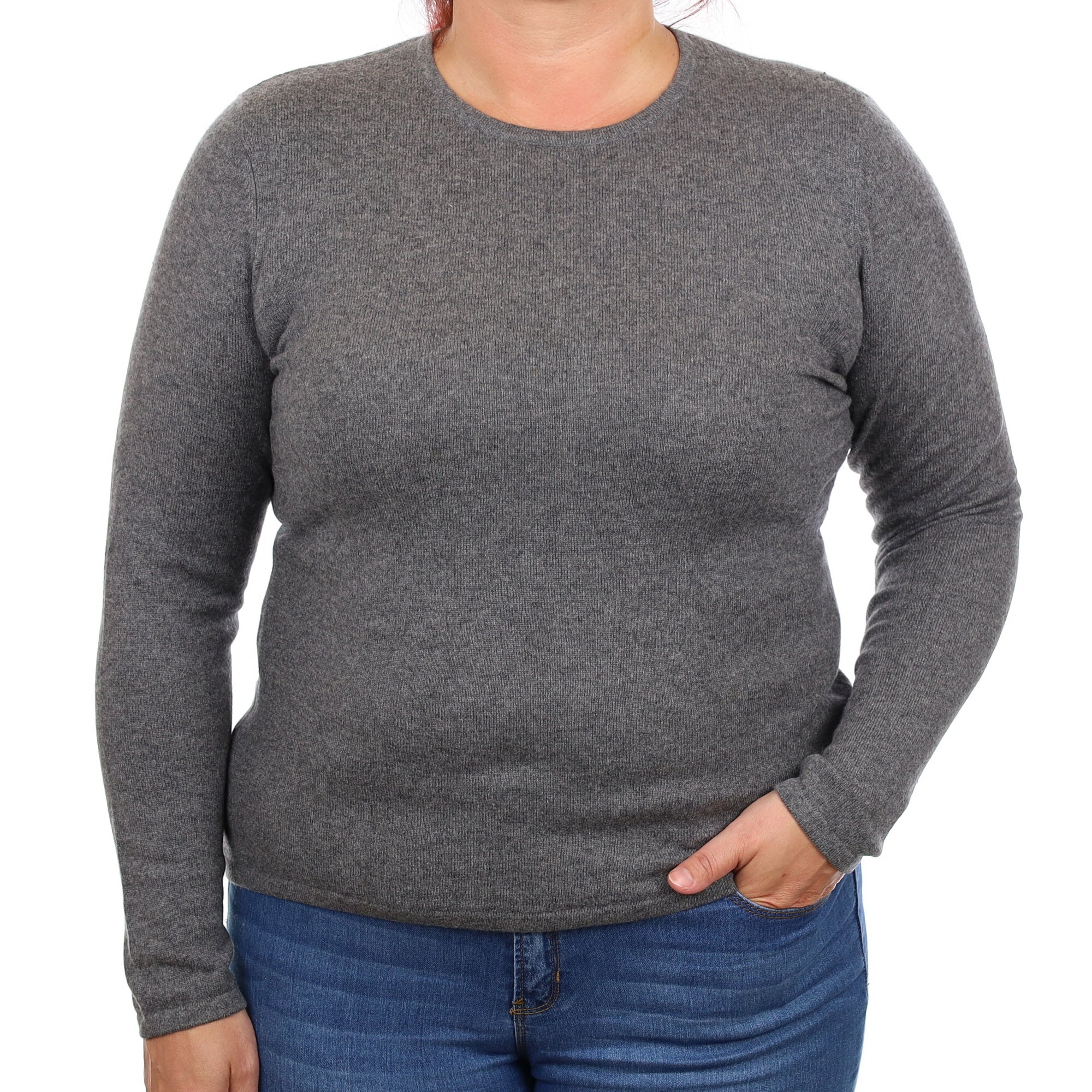 Slate Grey Cashmere Crew Neck Jumper Large