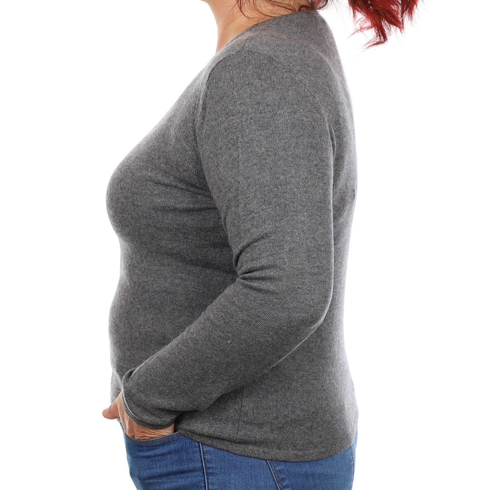 Slate Grey Cashmere Crew Neck Jumper Large