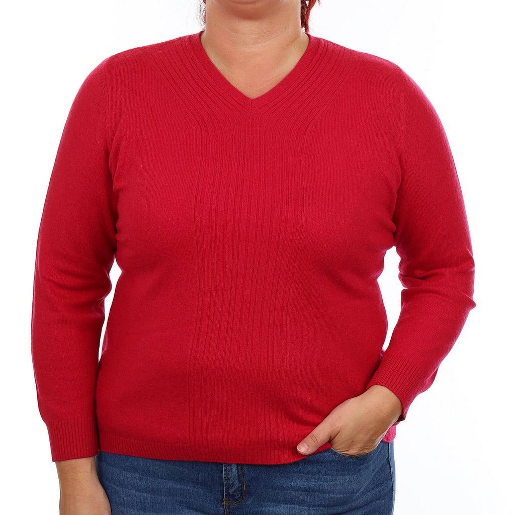 Cherry Pink Cashmere V Neck Jumper Large