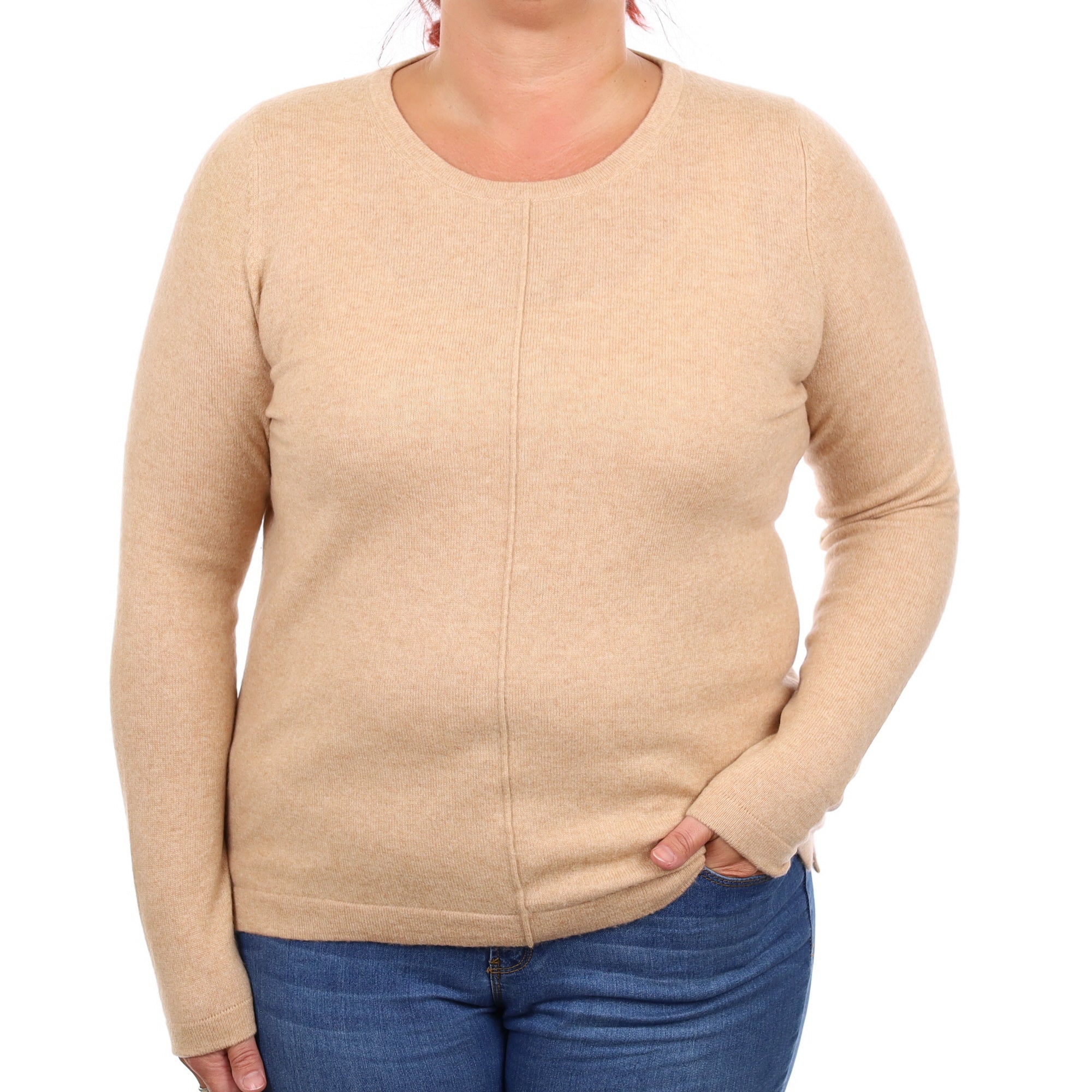Caramel Brown Cashmere Crew Neck Jumper Large
