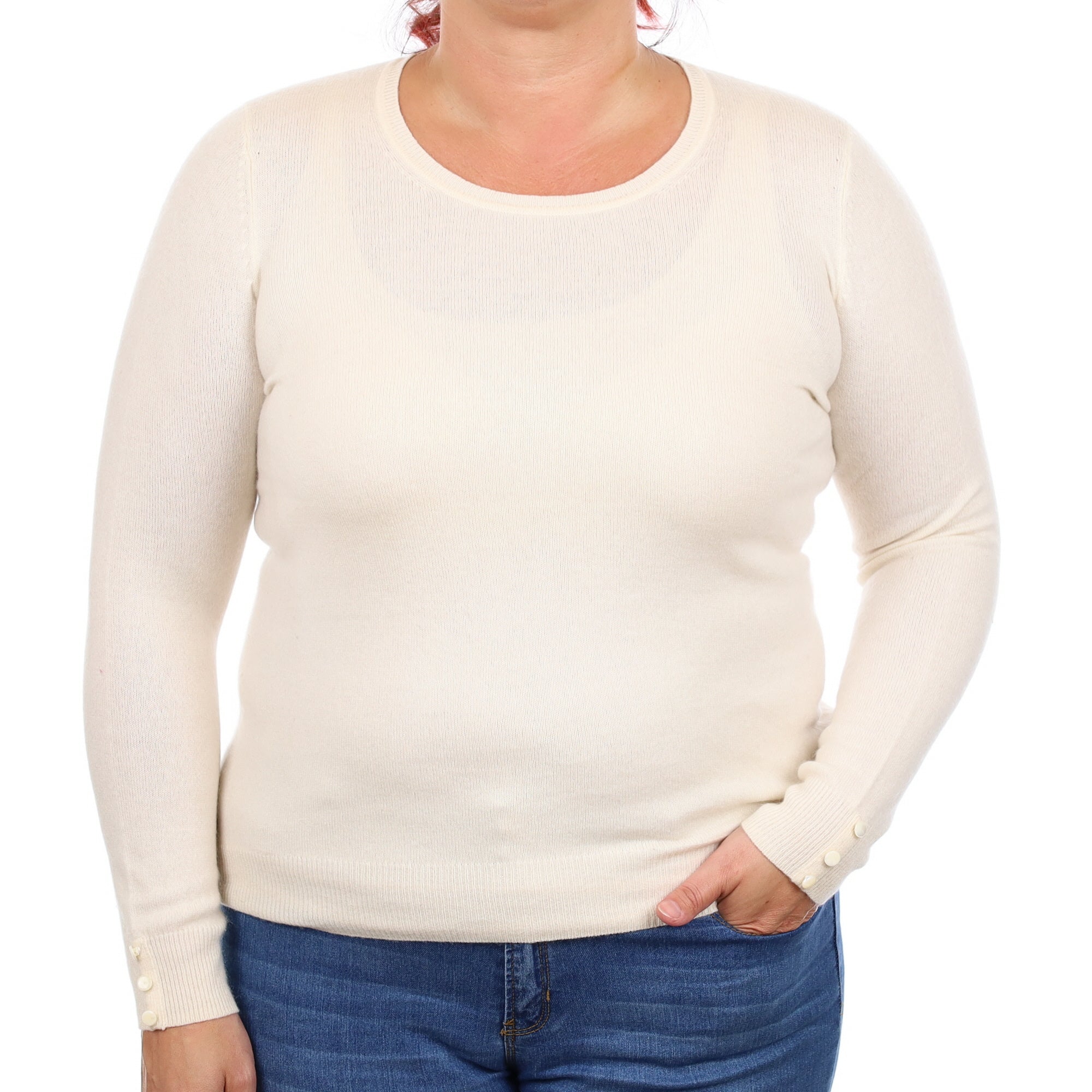 Vanilla Cream Cashmere Crew Neck Jumper Large