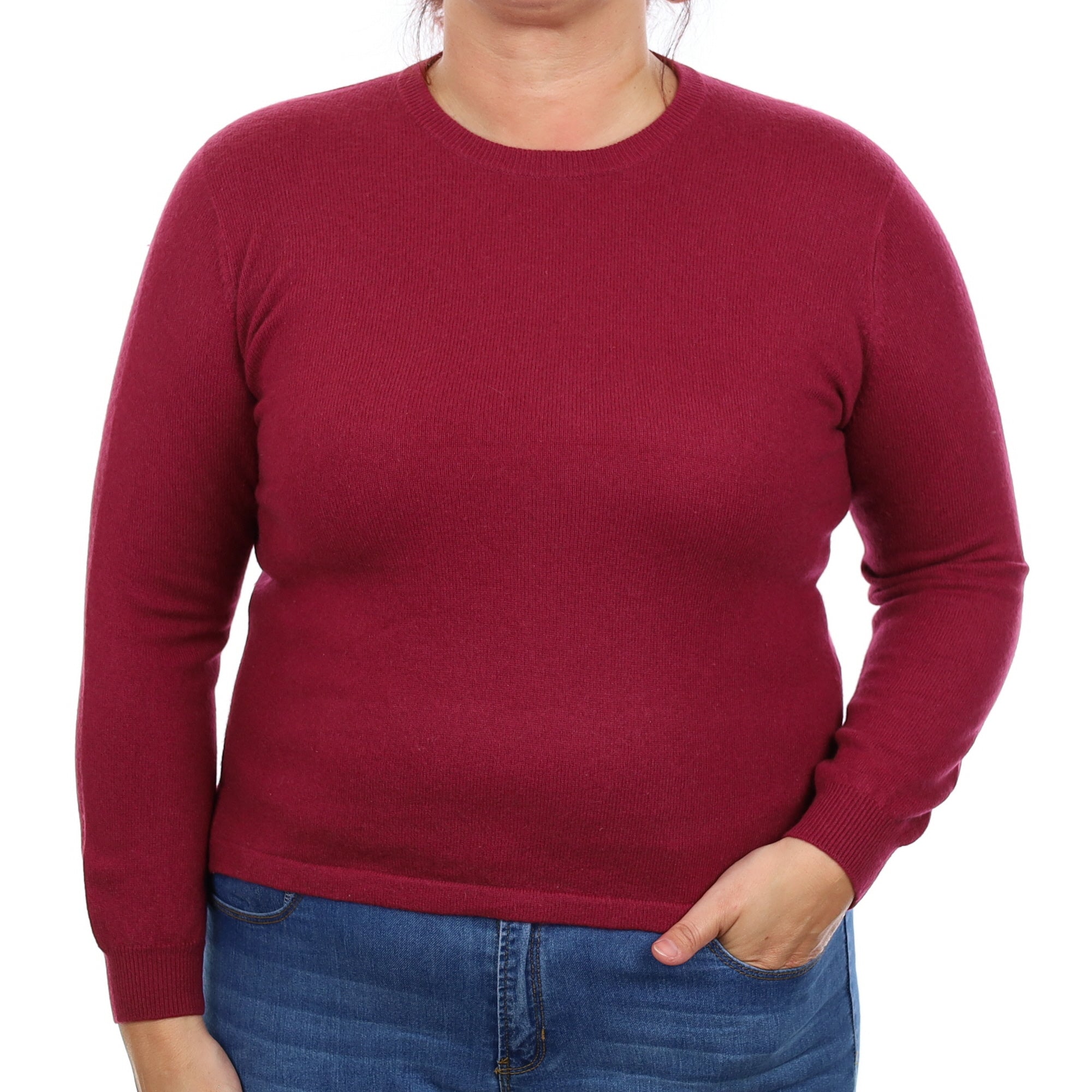 Magenta Purple Cashmere Crew Neck Jumper Large