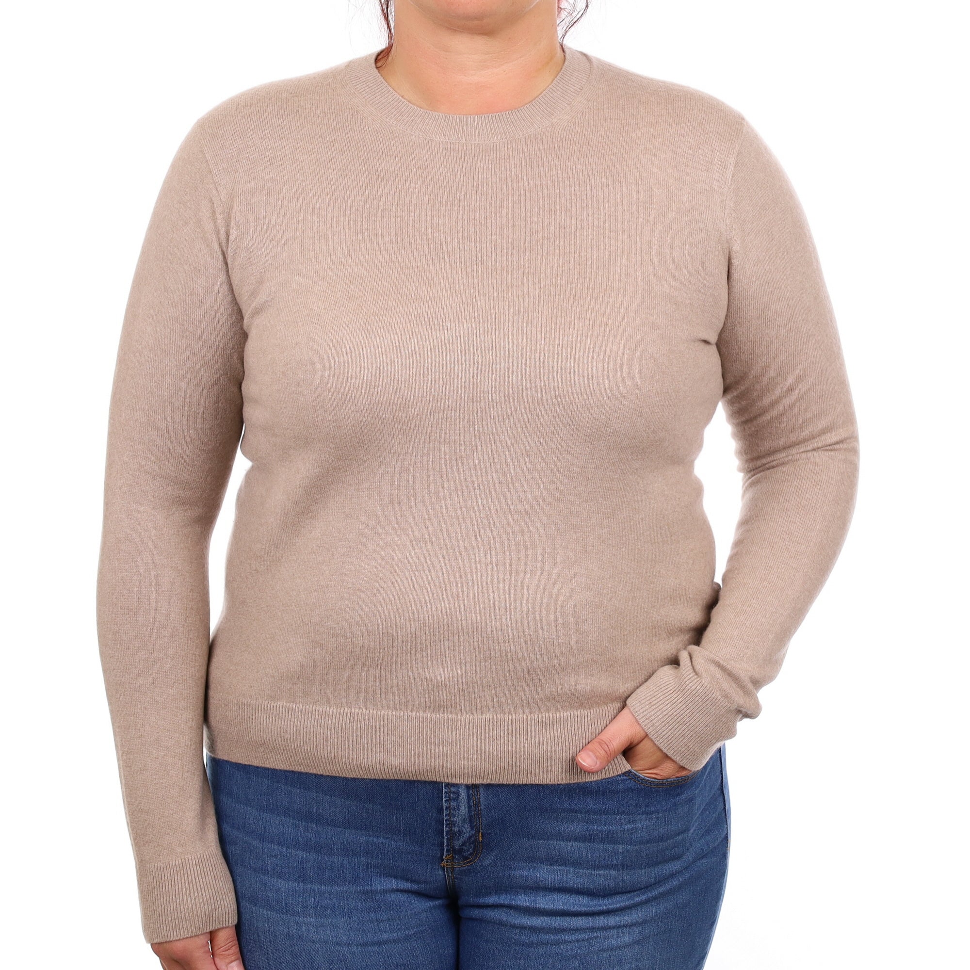 Mocha Brown Cashmere Crew Neck Jumper Large