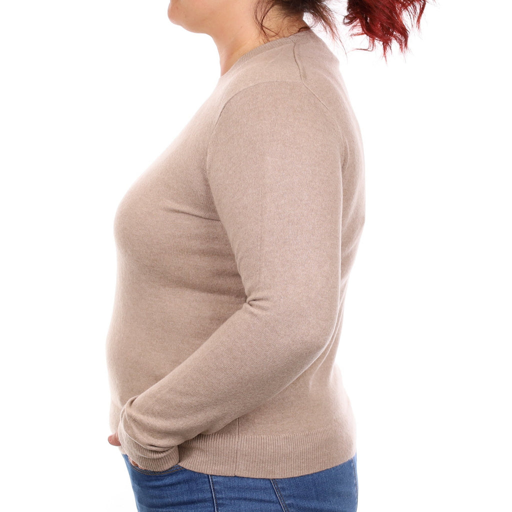 Mocha Brown Cashmere Crew Neck Jumper Large
