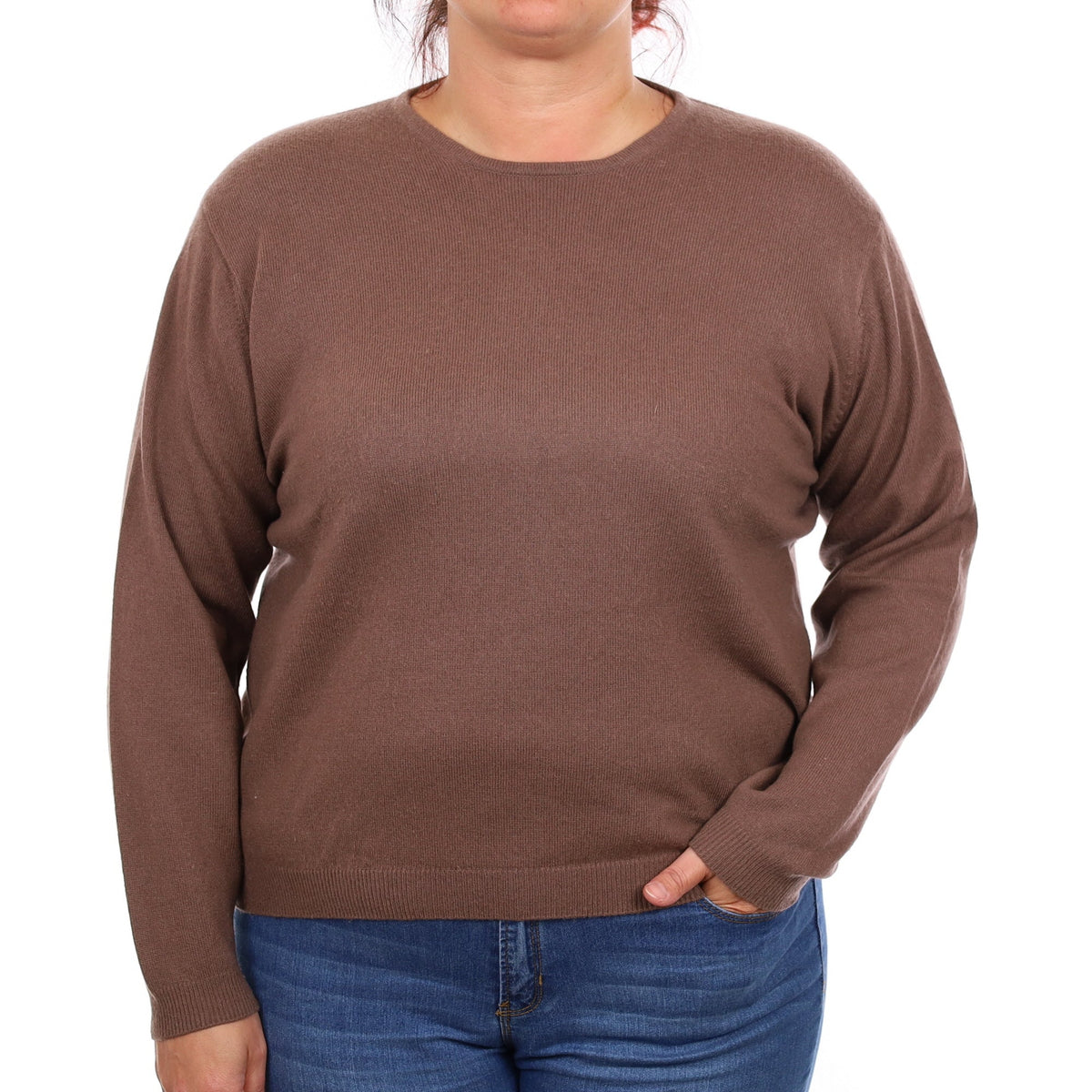 Saddle Brown Cashmere Crew Neck Jumper Large
