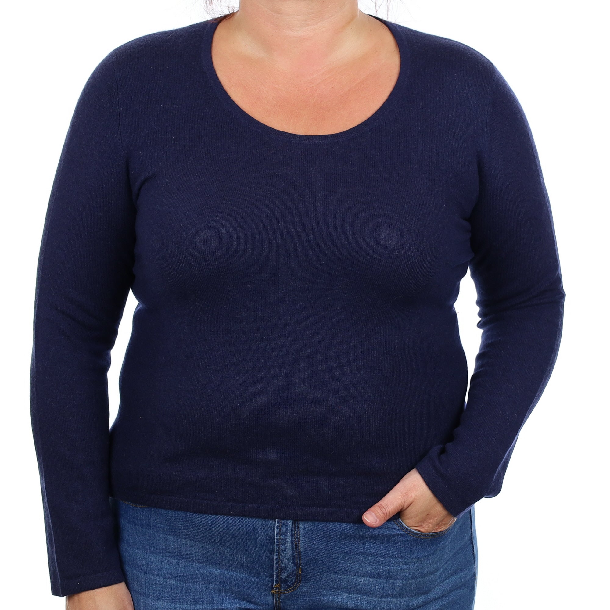Navy Cashmere Crew Neck Jumper Large