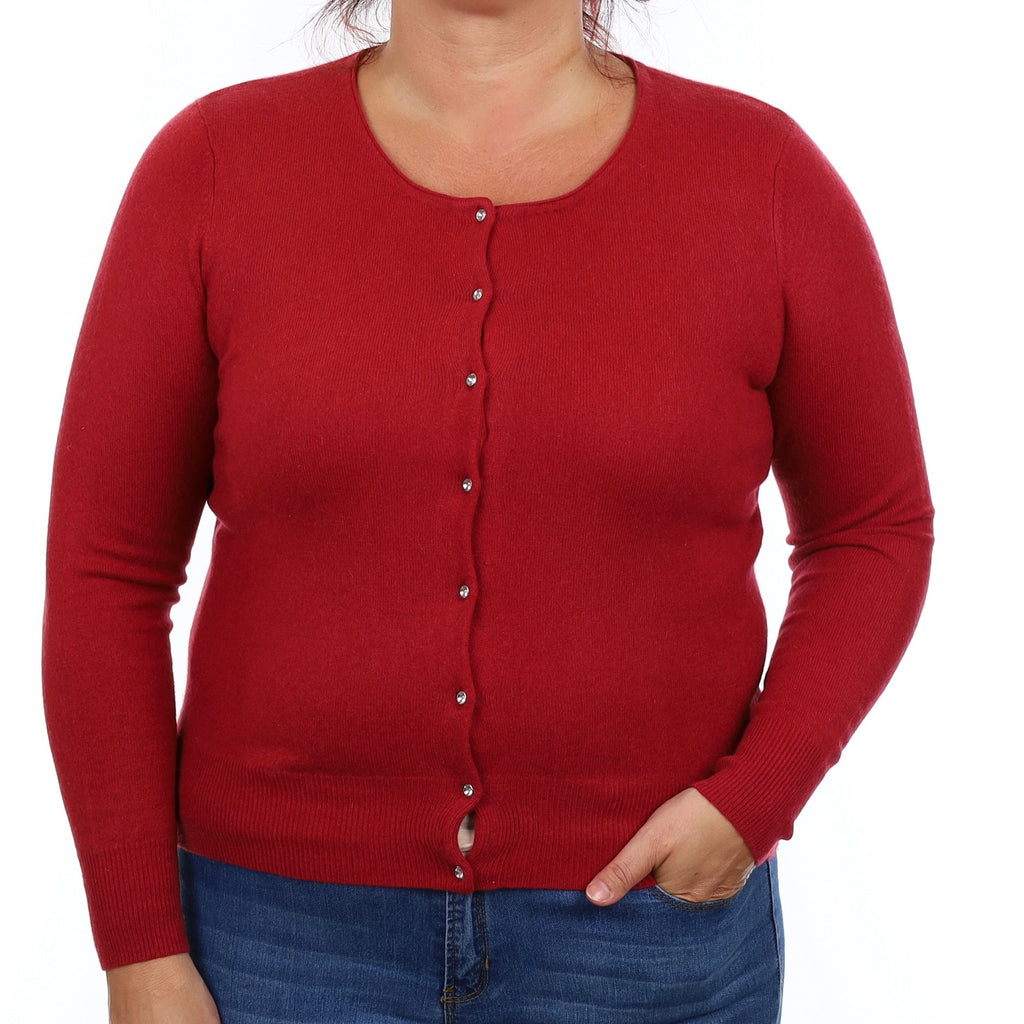 Rouge Red Cashmere Crew Neck Cardigan Large