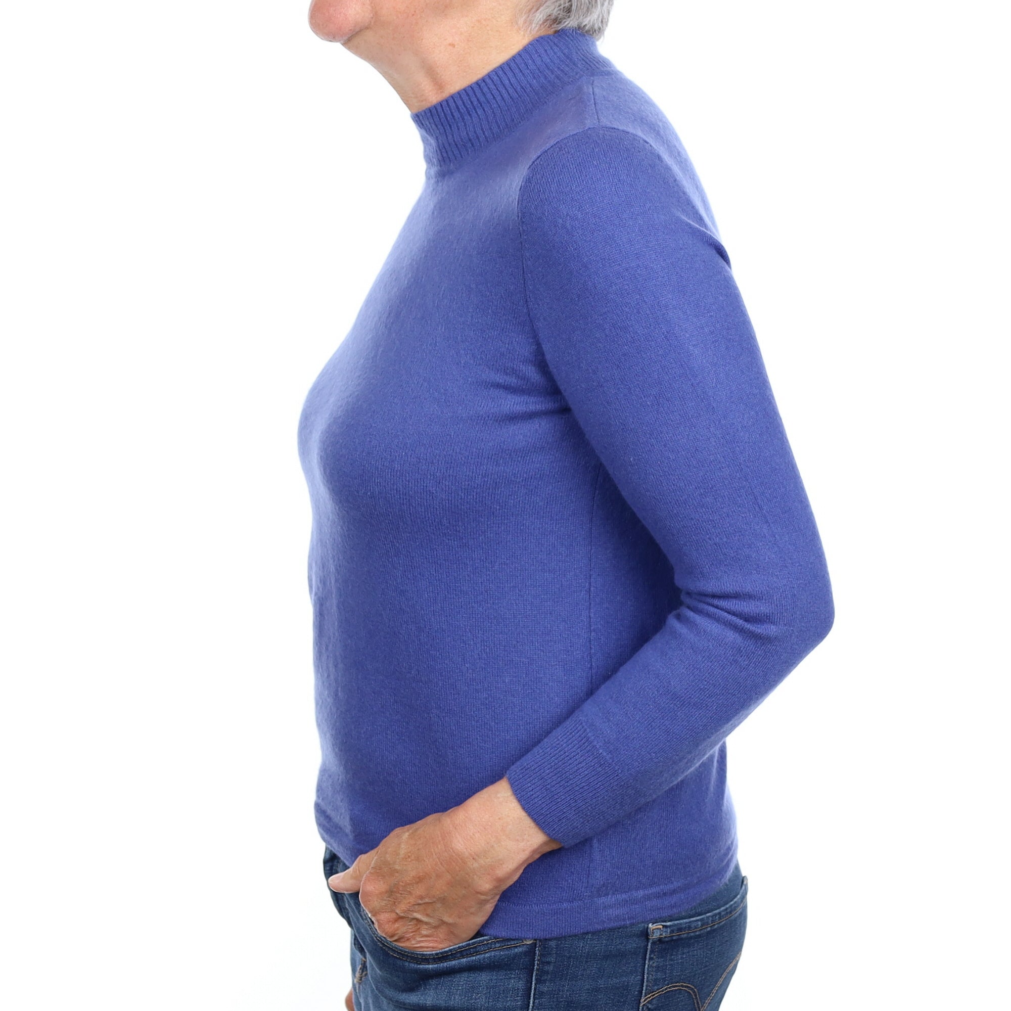 Periwinkle Blue Cashmere Turtleneck Jumper Medium