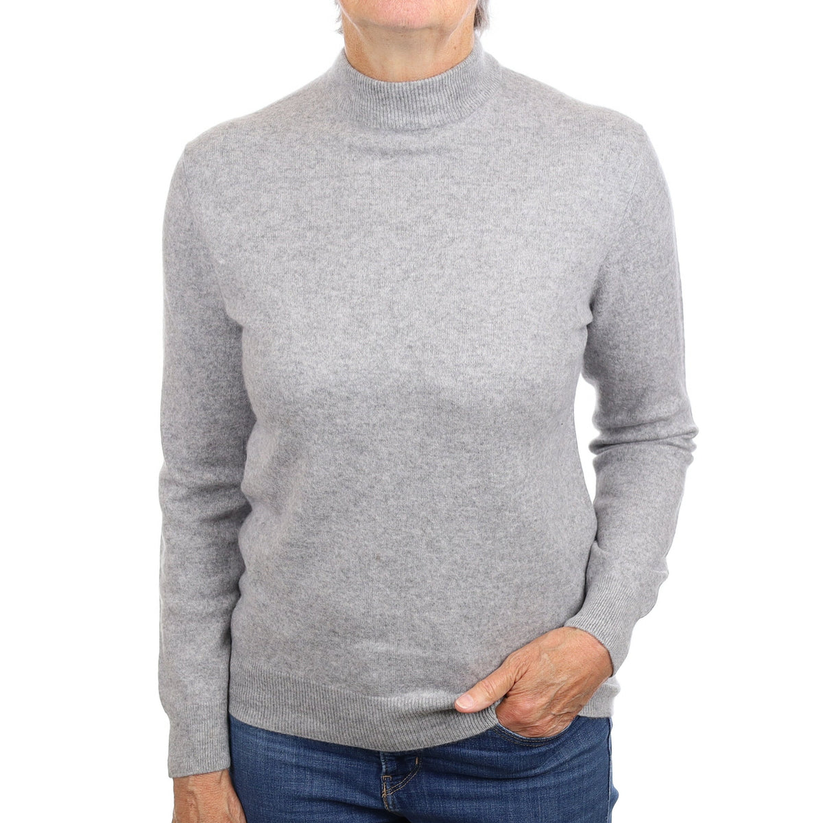 Smoke Grey Cashmere Turtleneck Jumper Medium