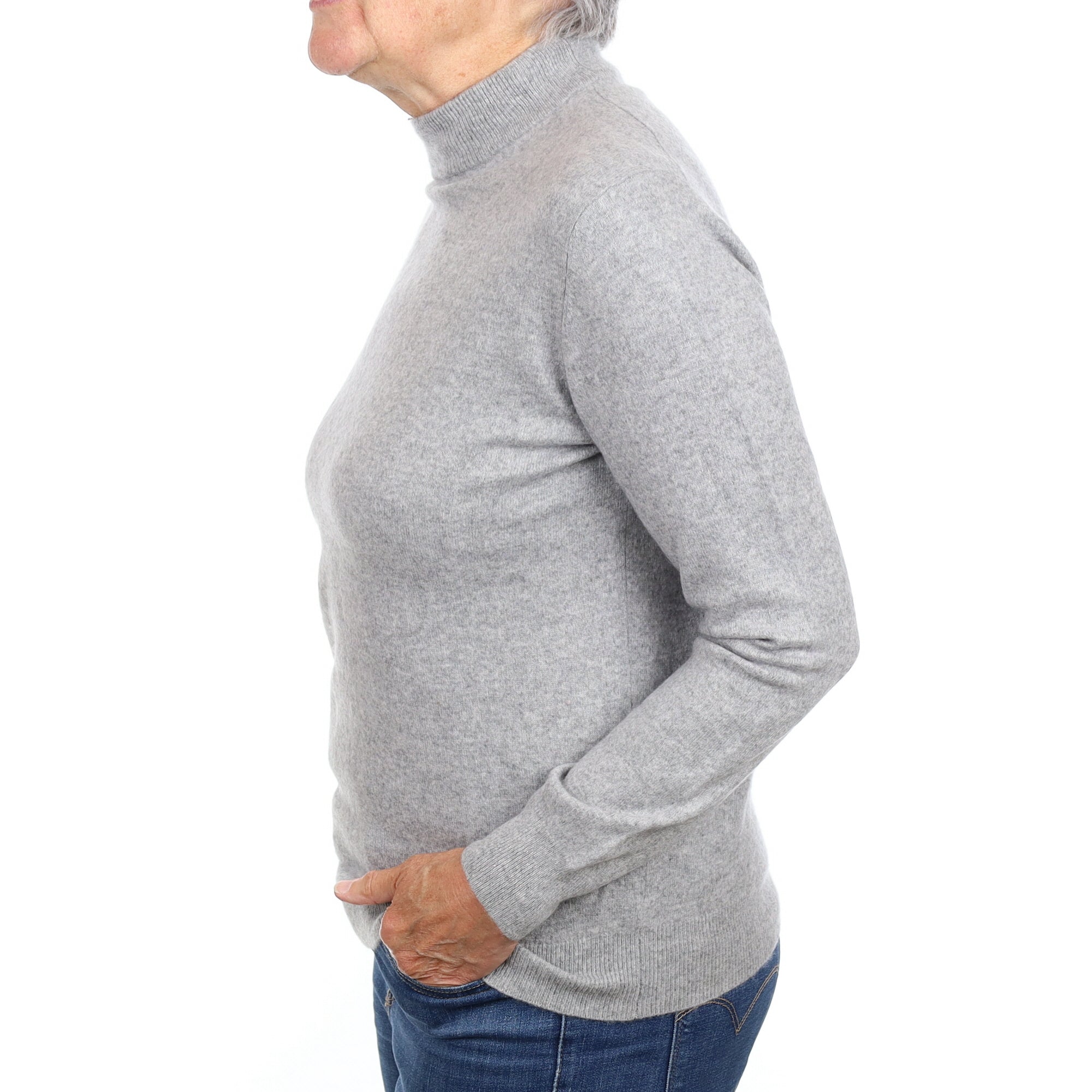 Smoke Grey Cashmere Turtleneck Jumper Medium