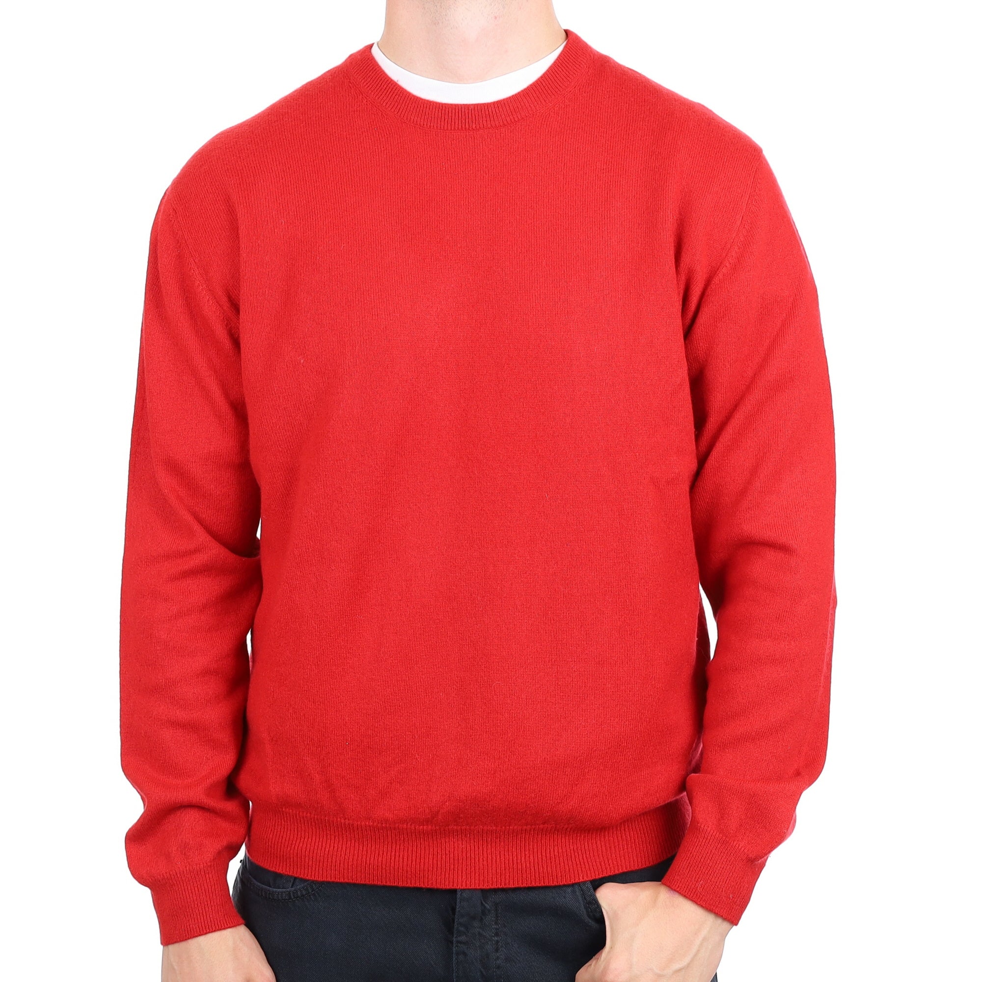 Men's Scarlett Red Cashmere Crew Neck Jumper XL