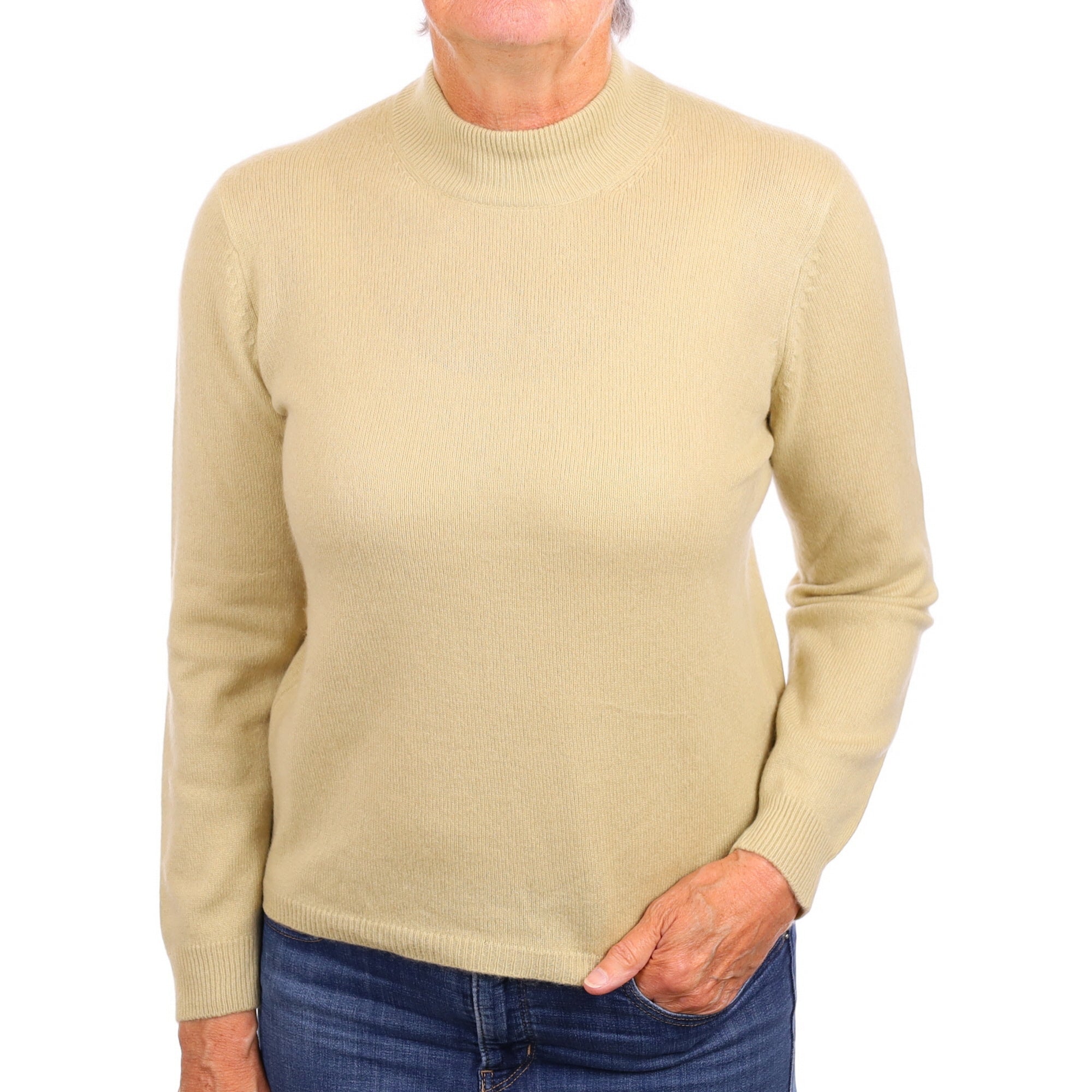 Soft Sage Cashmere Turtleneck Jumper Medium