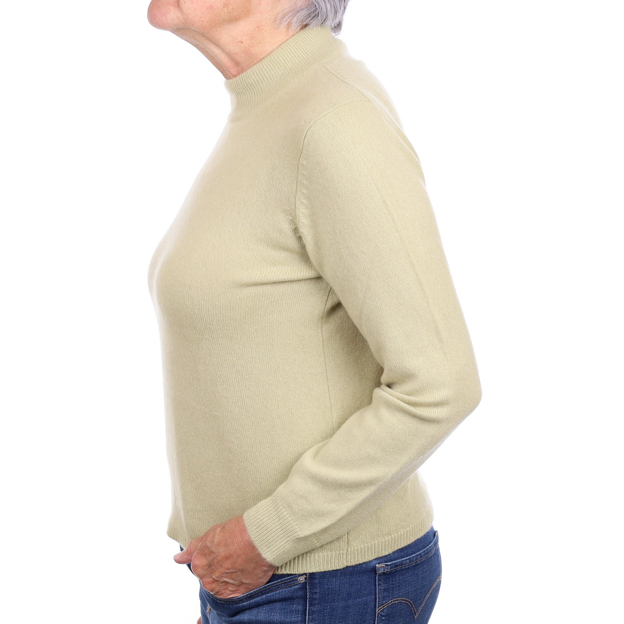 Soft Sage Cashmere Turtleneck Jumper Medium