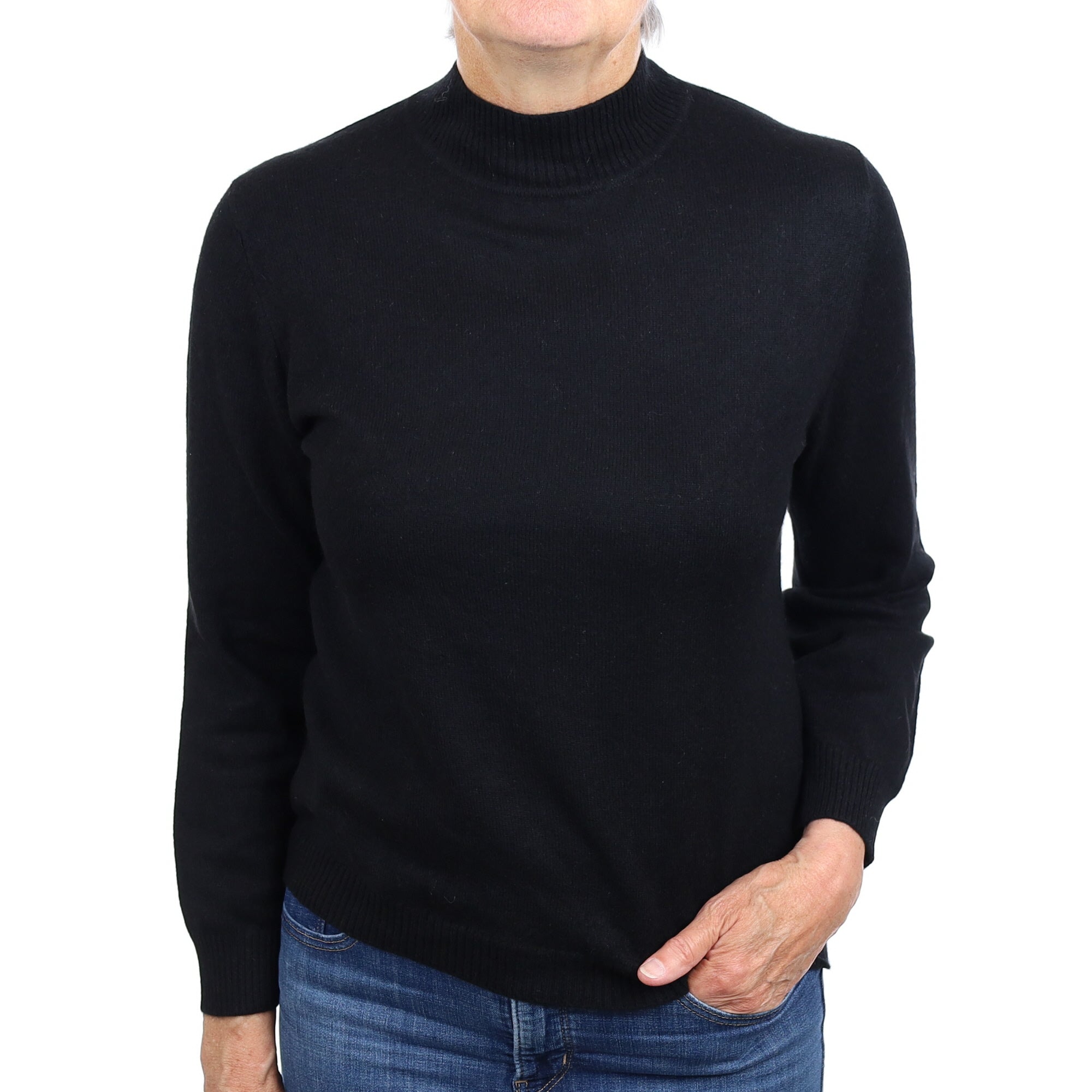Black Cashmere Turtleneck Jumper Medium