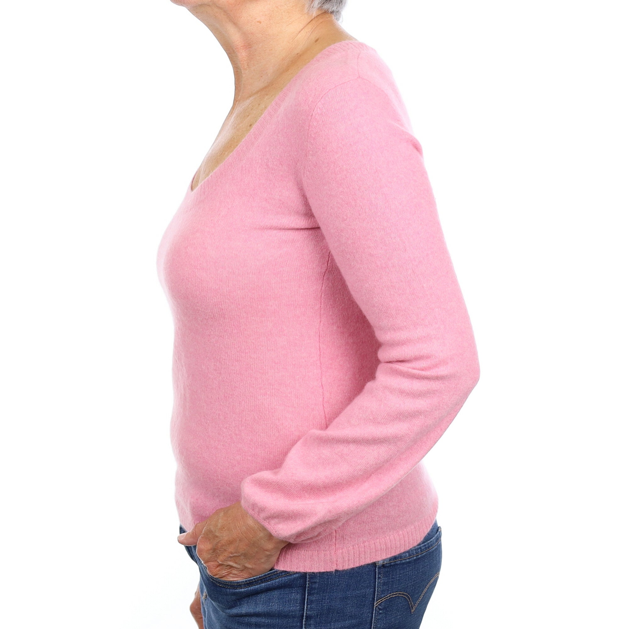 Bubblegum Pink Cashmere Scoop Neck Jumper Medium