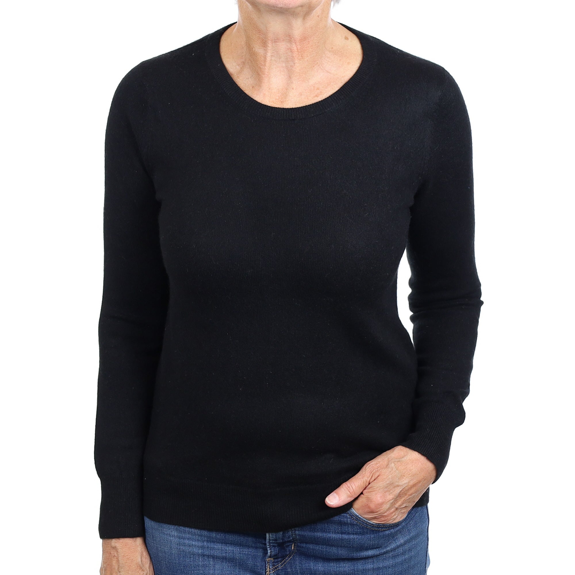 Black Cashmere Crew Neck Jumper Medium