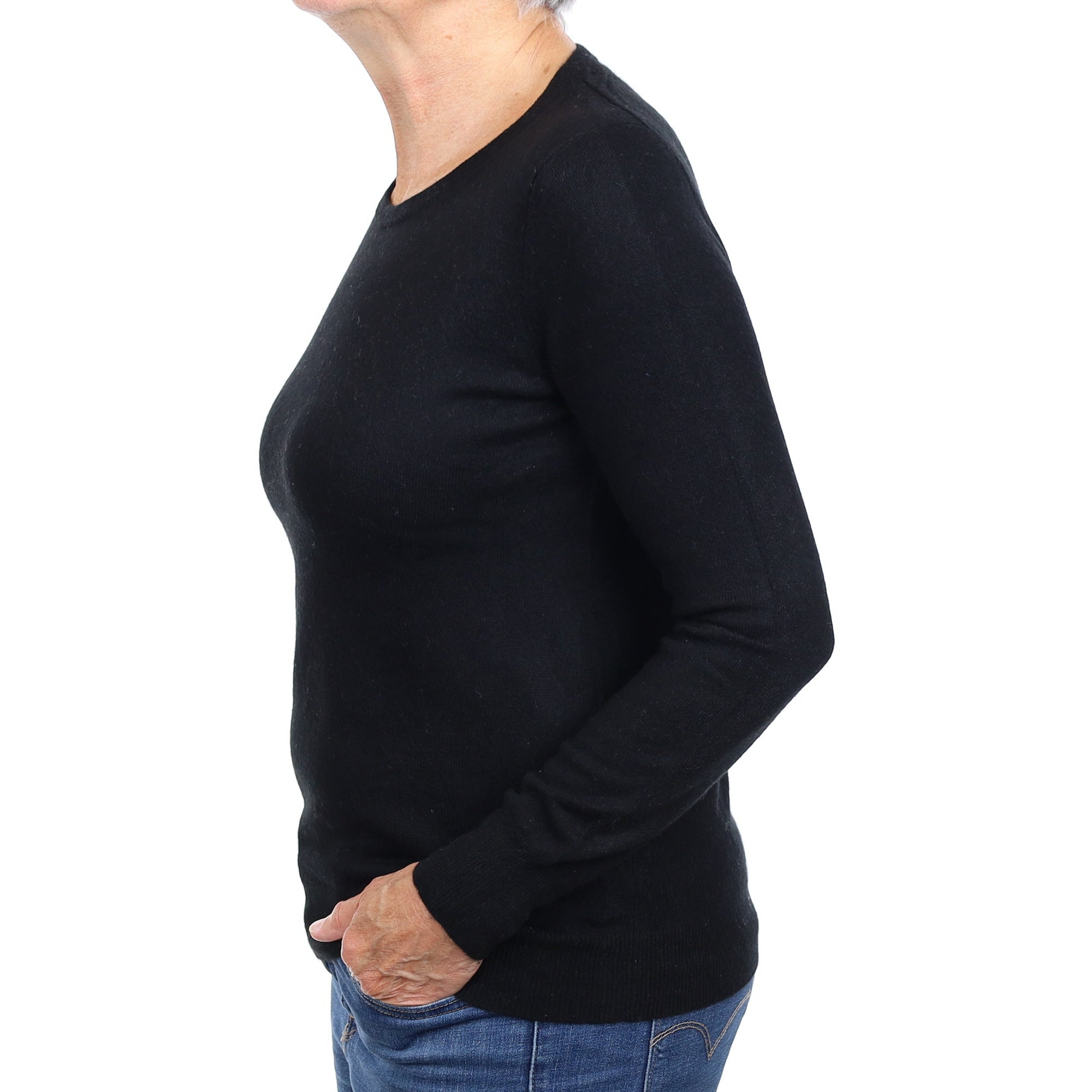 Black Cashmere Crew Neck Jumper Medium